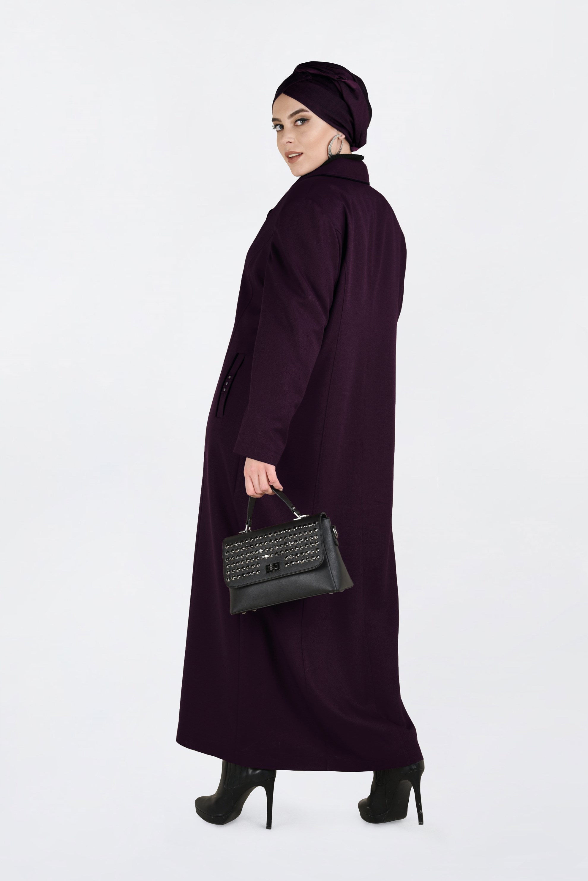 Hijab clothing DAMSON BUTTONED TOPCOAT WITH POCKETS  1352 