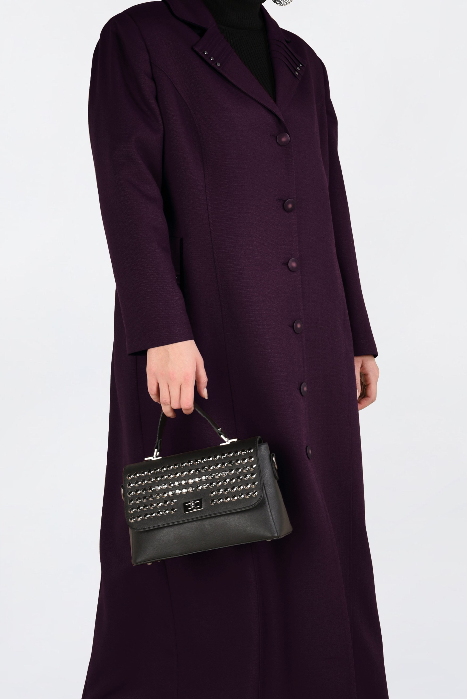 Hijab clothing DAMSON BUTTONED TOPCOAT WITH POCKETS  1352 