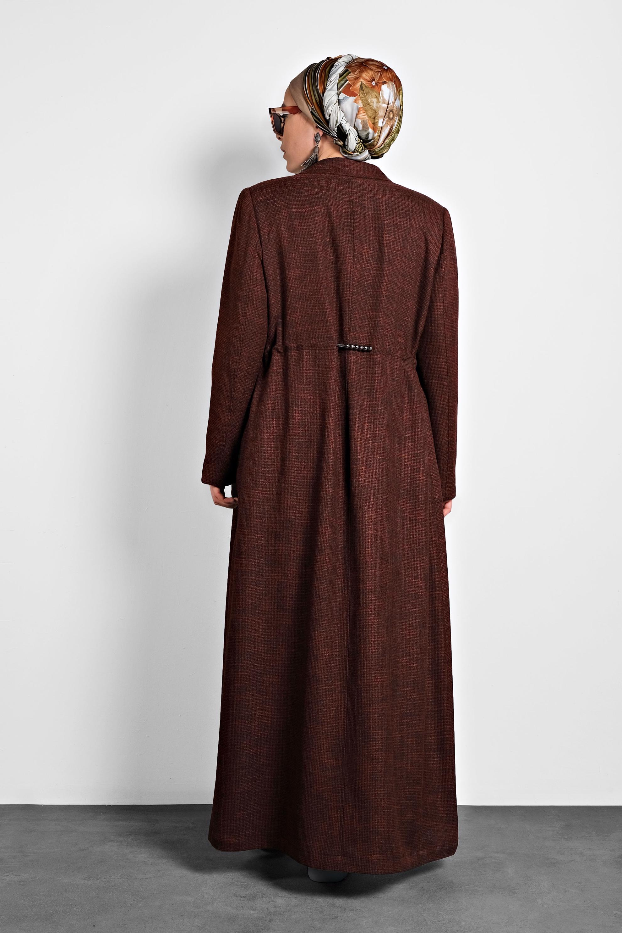 Tesettür giyim TURUNCU GİZLİ FERMUARLI PARDESÜ 1355