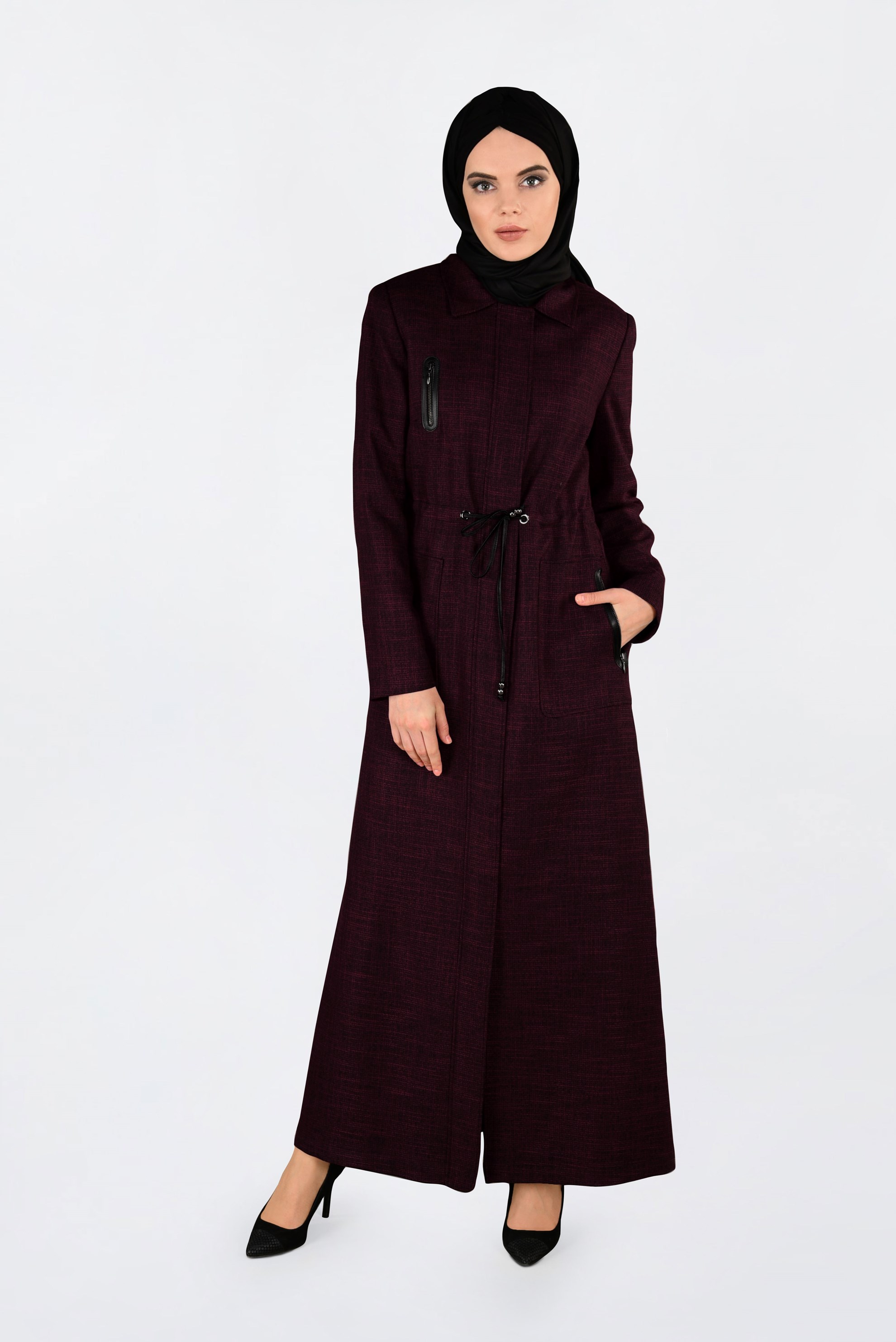Tesettür giyim SİYAH GİZLİ FERMUARLI PARDESÜ 1355