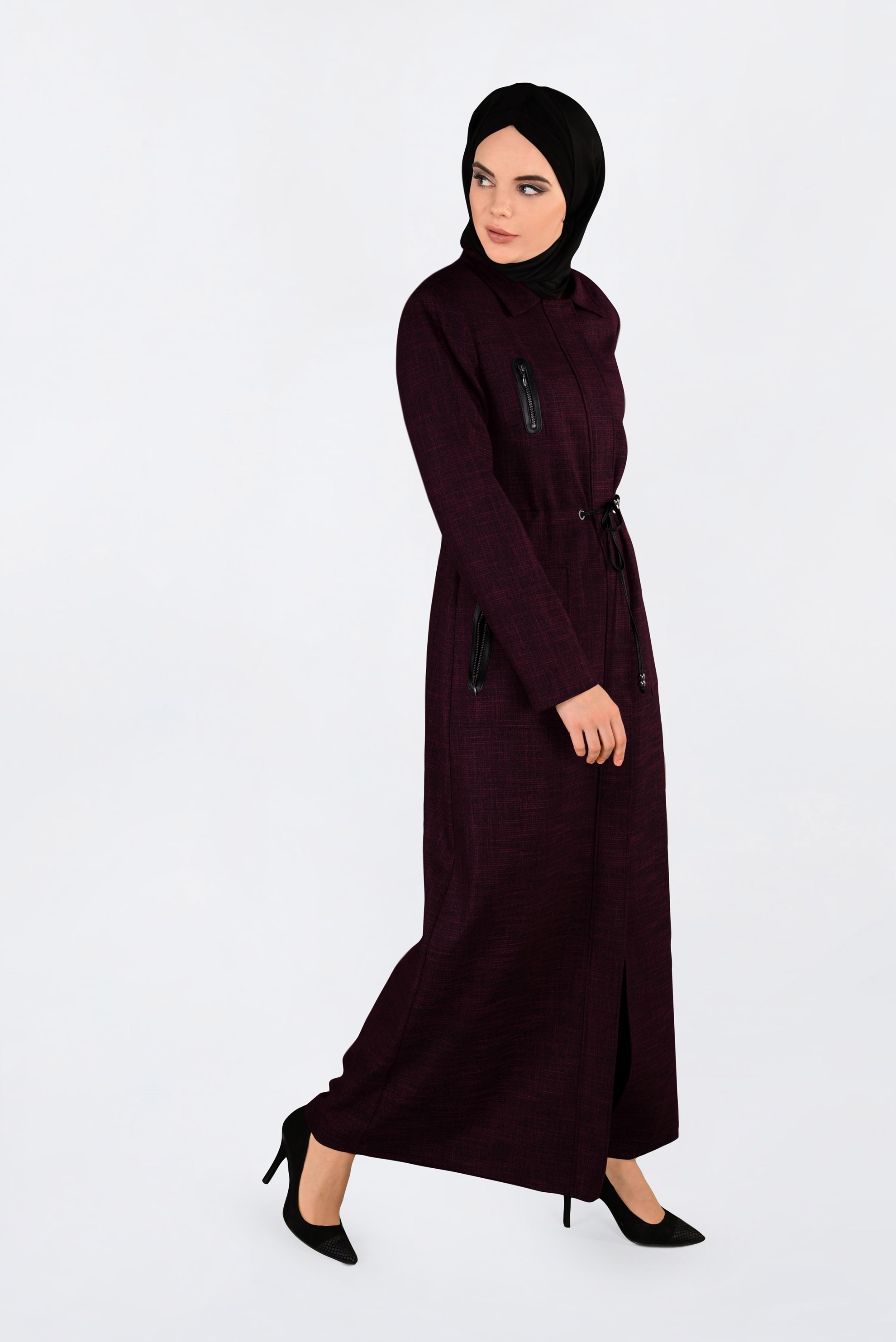 Tesettür giyim SİYAH GİZLİ FERMUARLI PARDESÜ 1355