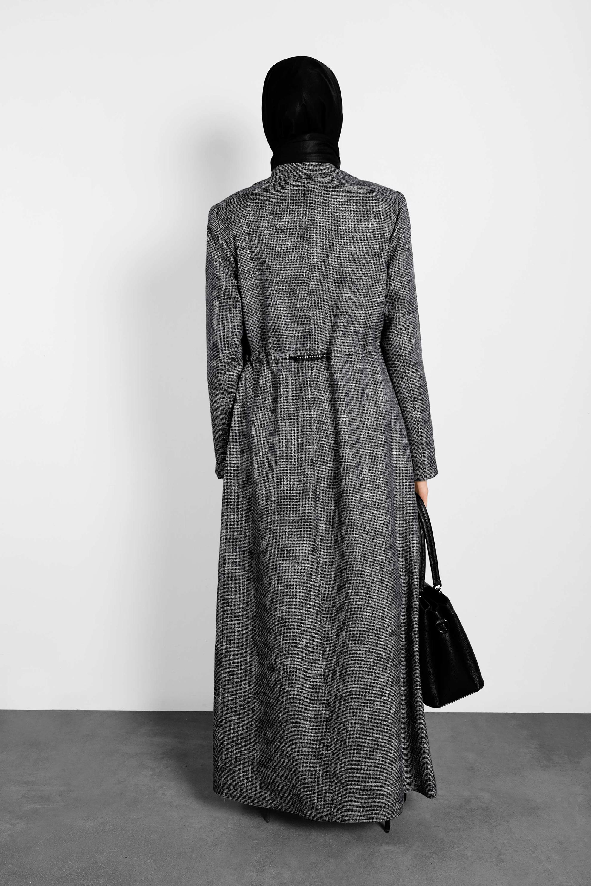 Tesettür giyim SİYAH GİZLİ FERMUARLI PARDESÜ 1355