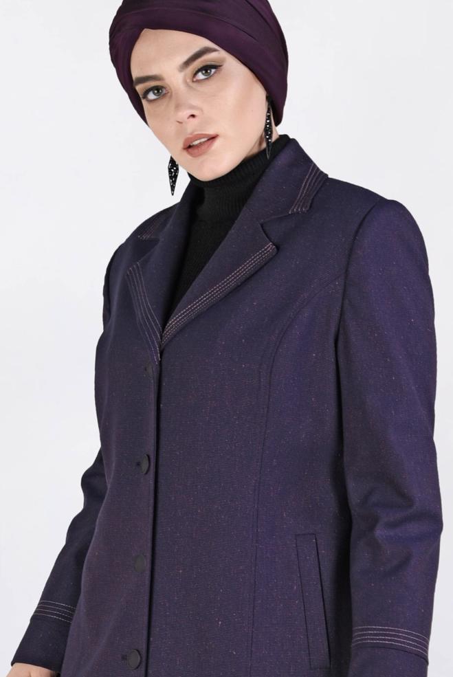Vêtements hijab POURPRE PARDESSUS À BOUTONNÉ 1361 - ALVİNA