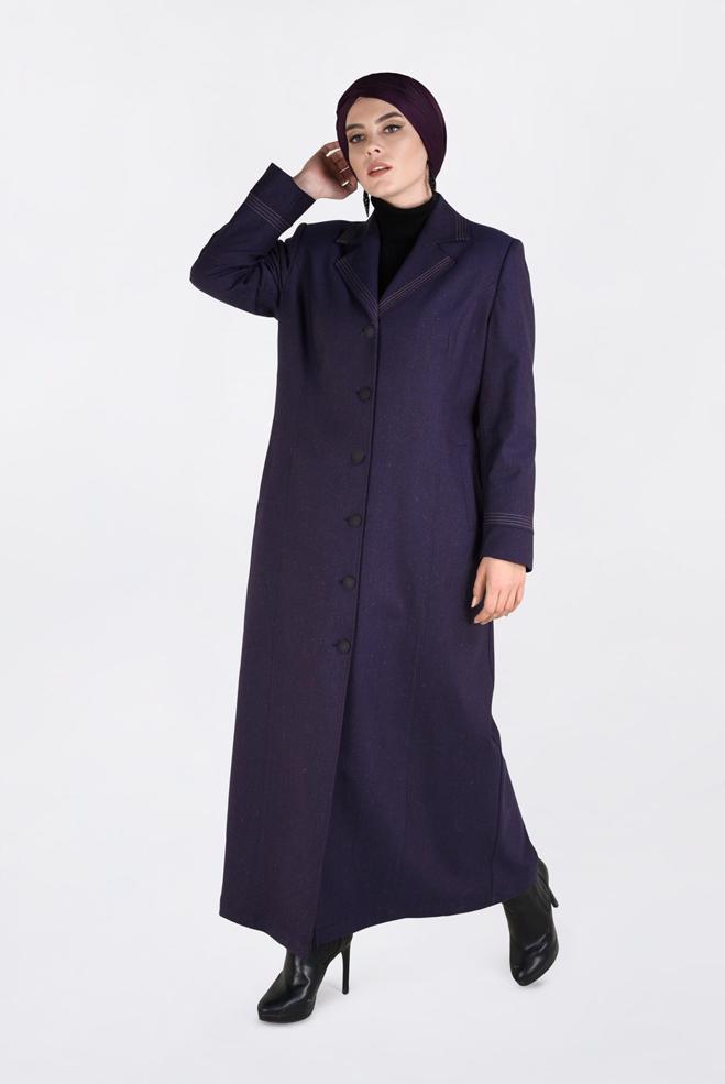 Vêtements hijab POURPRE PARDESSUS À BOUTONNÉ 1361 - ALVİNA