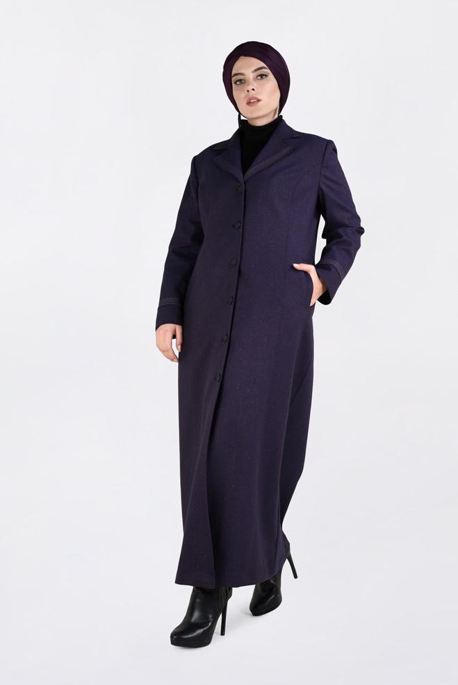 Vêtements hijab POURPRE PARDESSUS À BOUTONNÉ 1361 - ALVİNA