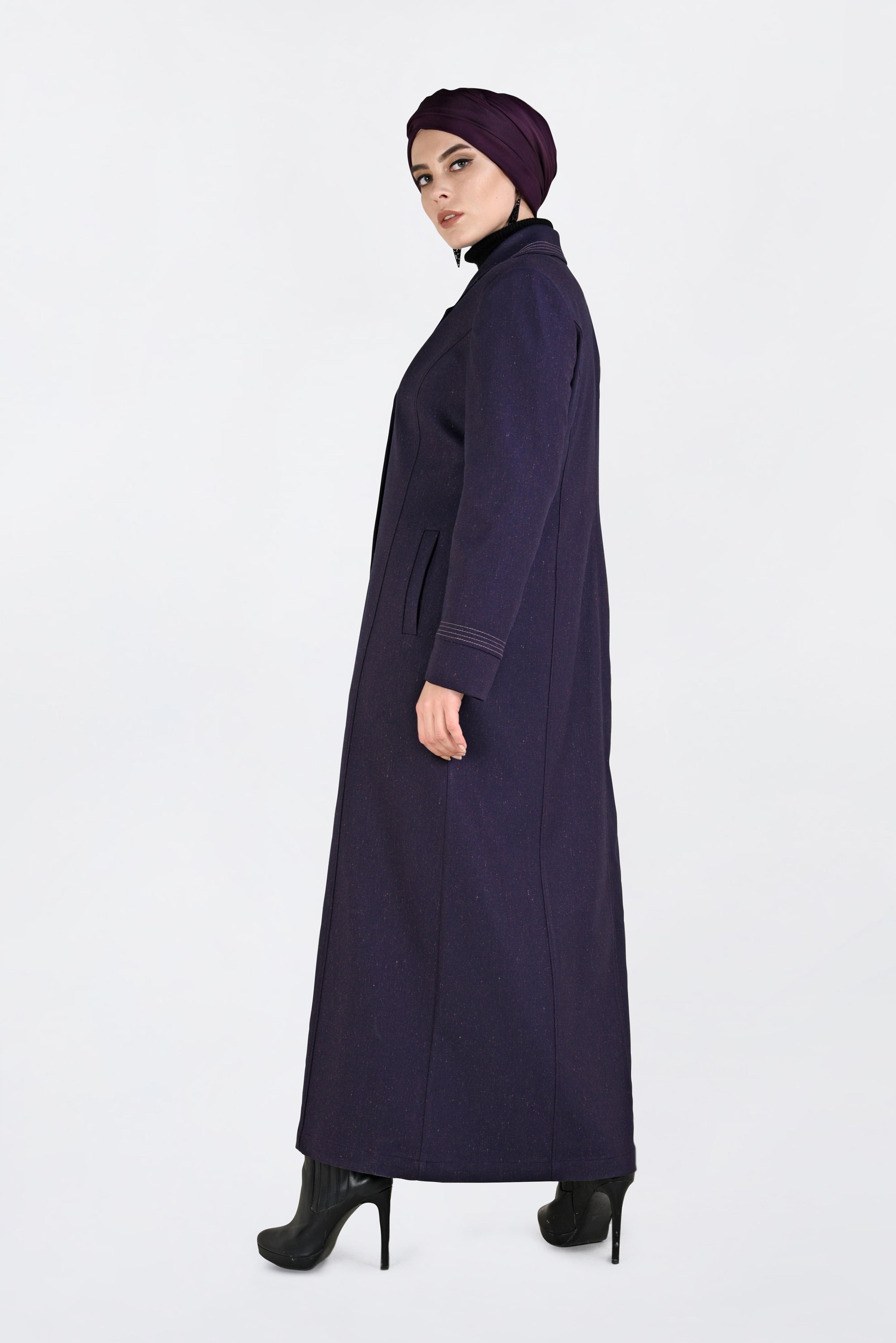 Vêtements hijab POURPRE PARDESSUS À BOUTONNÉ 1361
