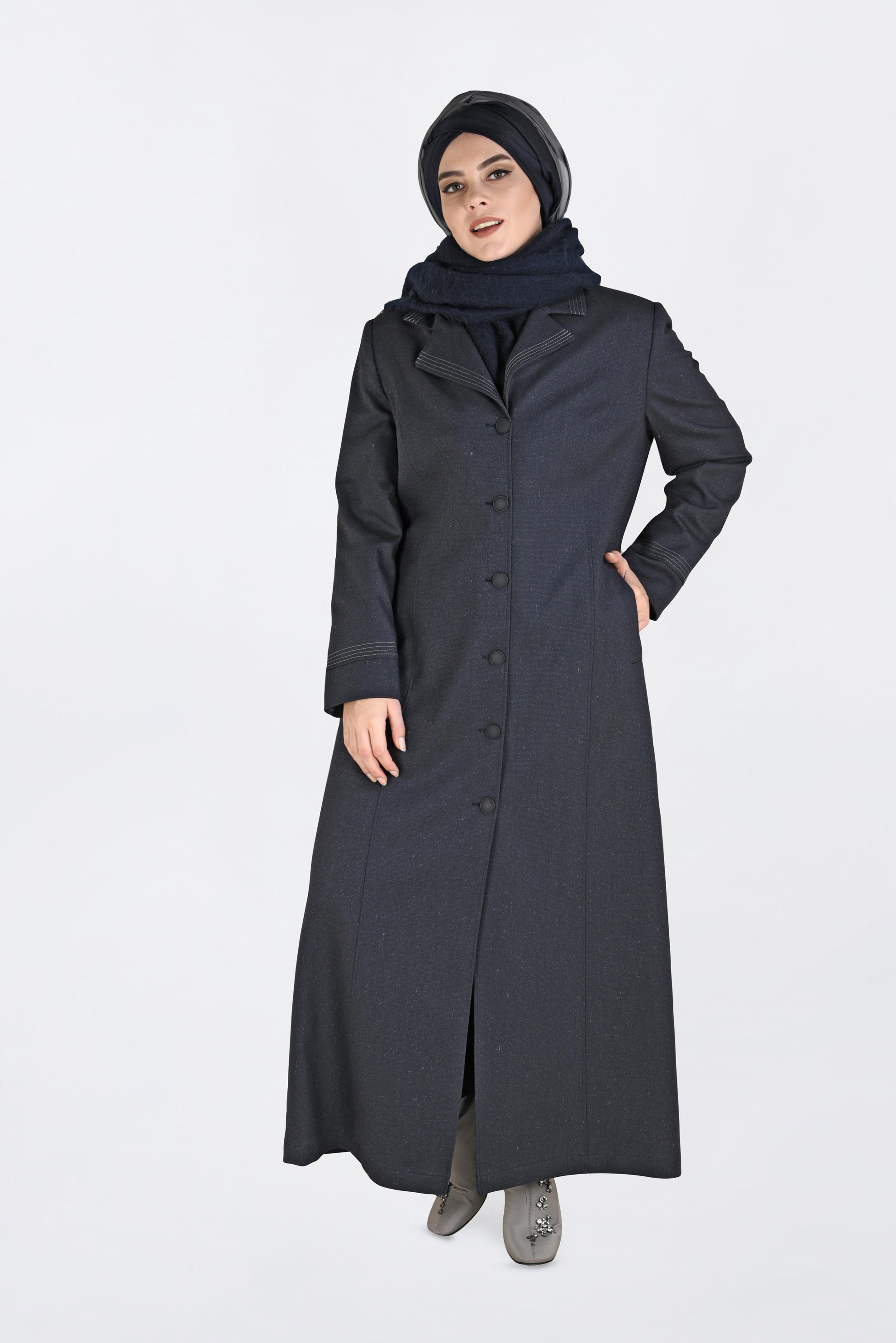 Vêtements hijab GRIS PARDESSUS À BOUTONNÉ 1361