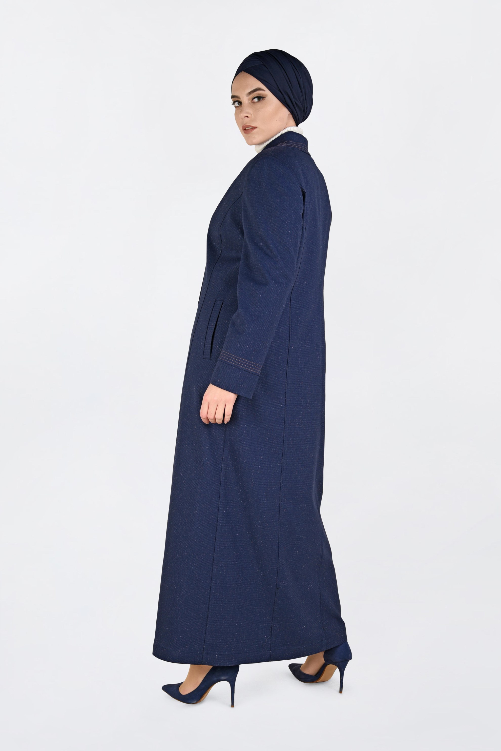 Vêtements hijab BLEU MARINE PARDESSUS À BOUTONNÉ 1361