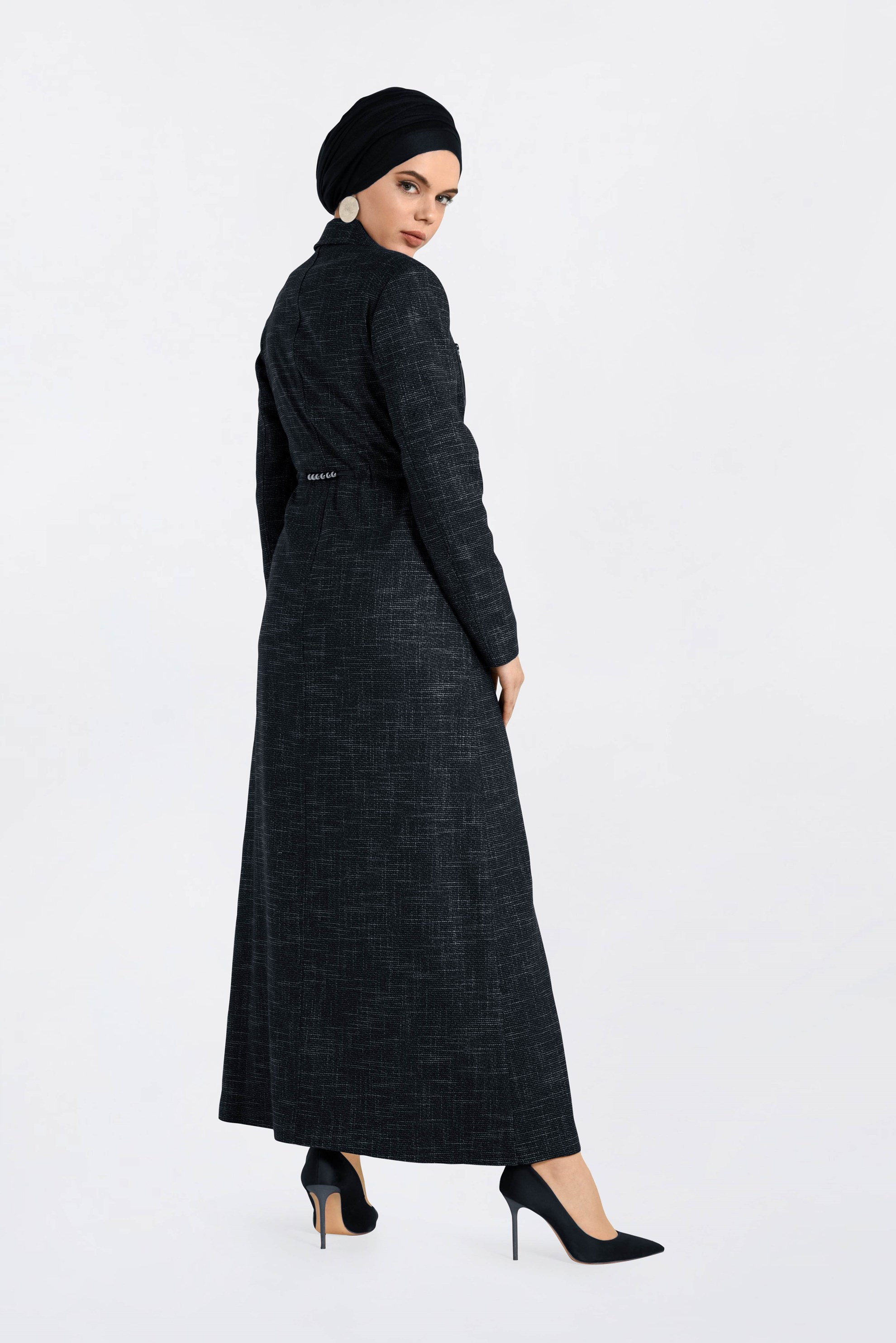 Tesettür giyim LACİVERT GİZLİ FERMUARLI PARDESÜ 1355-1