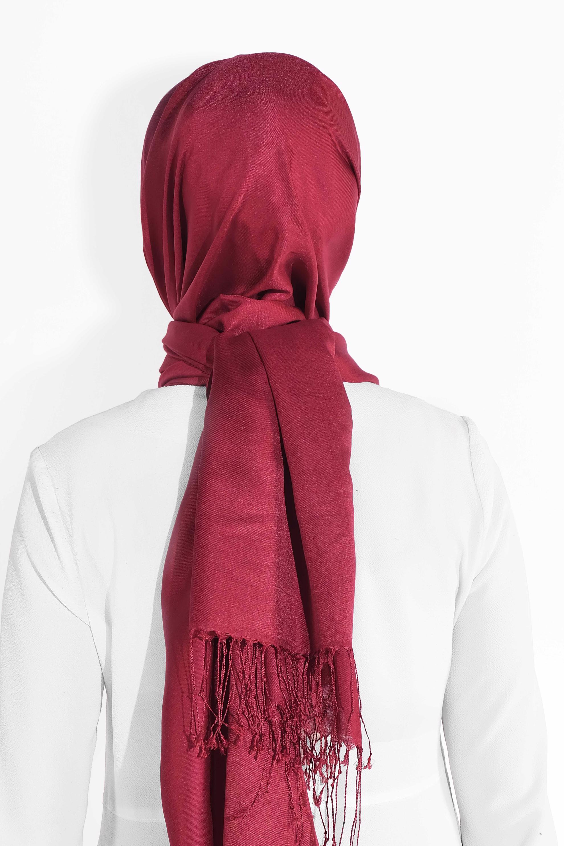 Tesettür giyim BORDO ALVİNA DÜZ İPEKSİ ŞAL 9925 