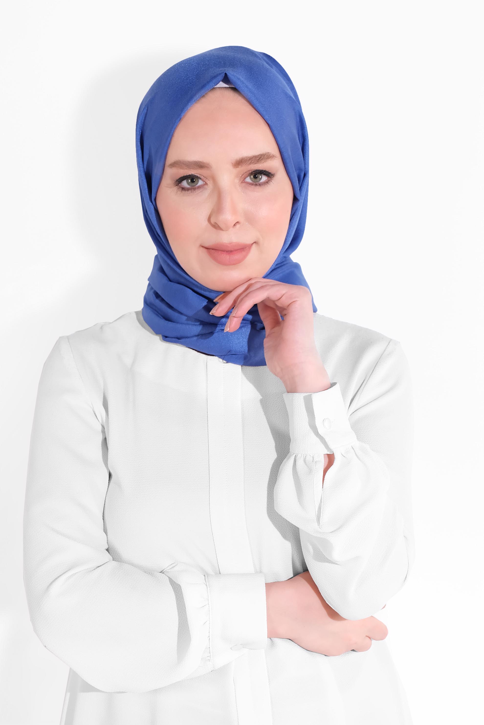 Tesettür giyim LACİVERT ALVİNA DÜZ İPEKSİ ŞAL 9925 