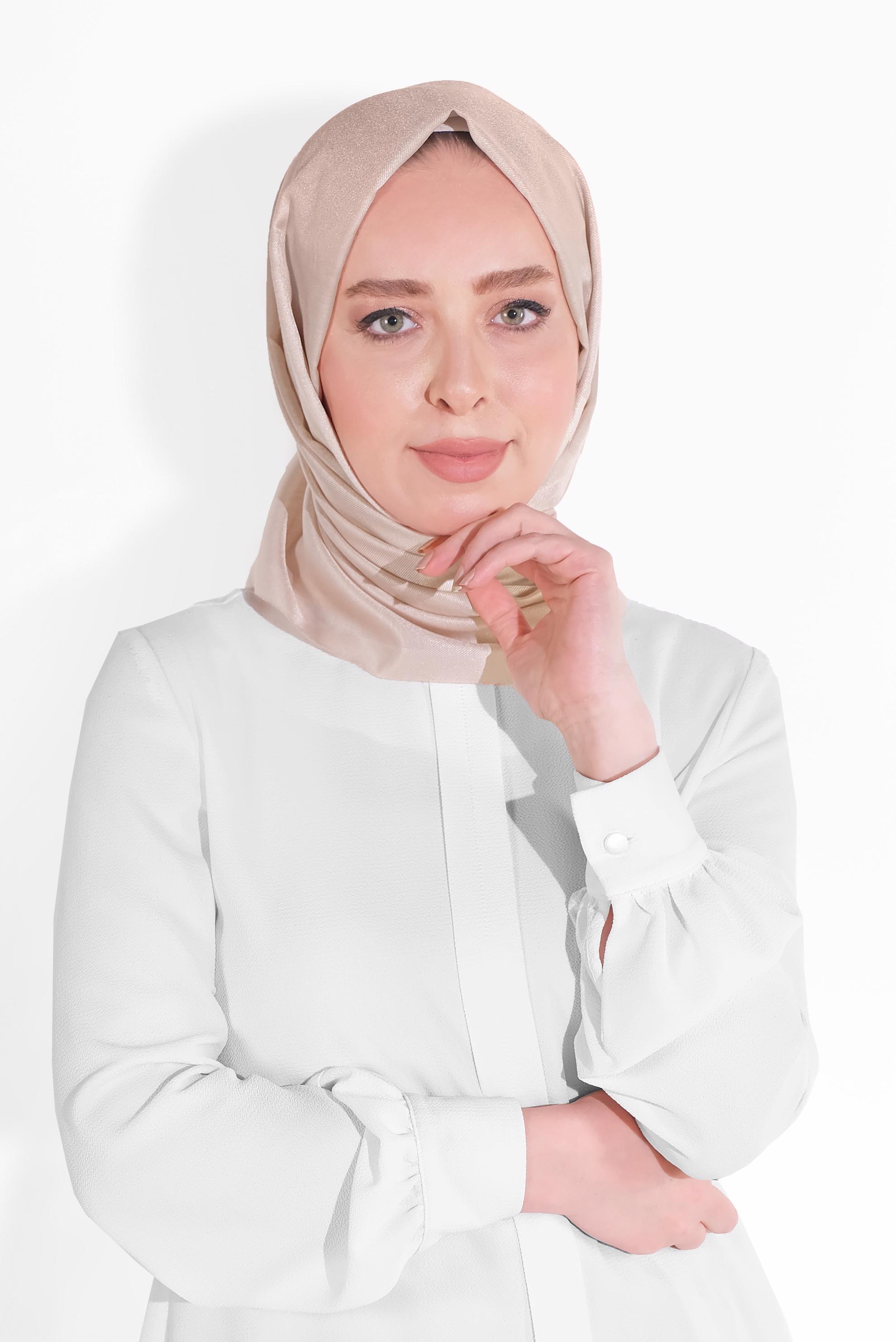 Tesettür giyim PUDRA ALVİNA DÜZ İPEKSİ ŞAL 9925 