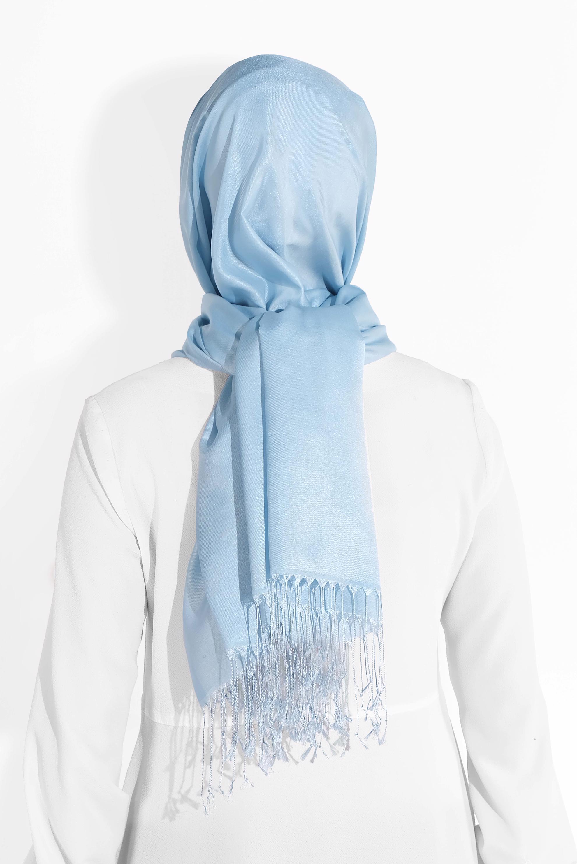 Tesettür giyim MAVİ ALVİNA DÜZ İPEKSİ ŞAL 9925 