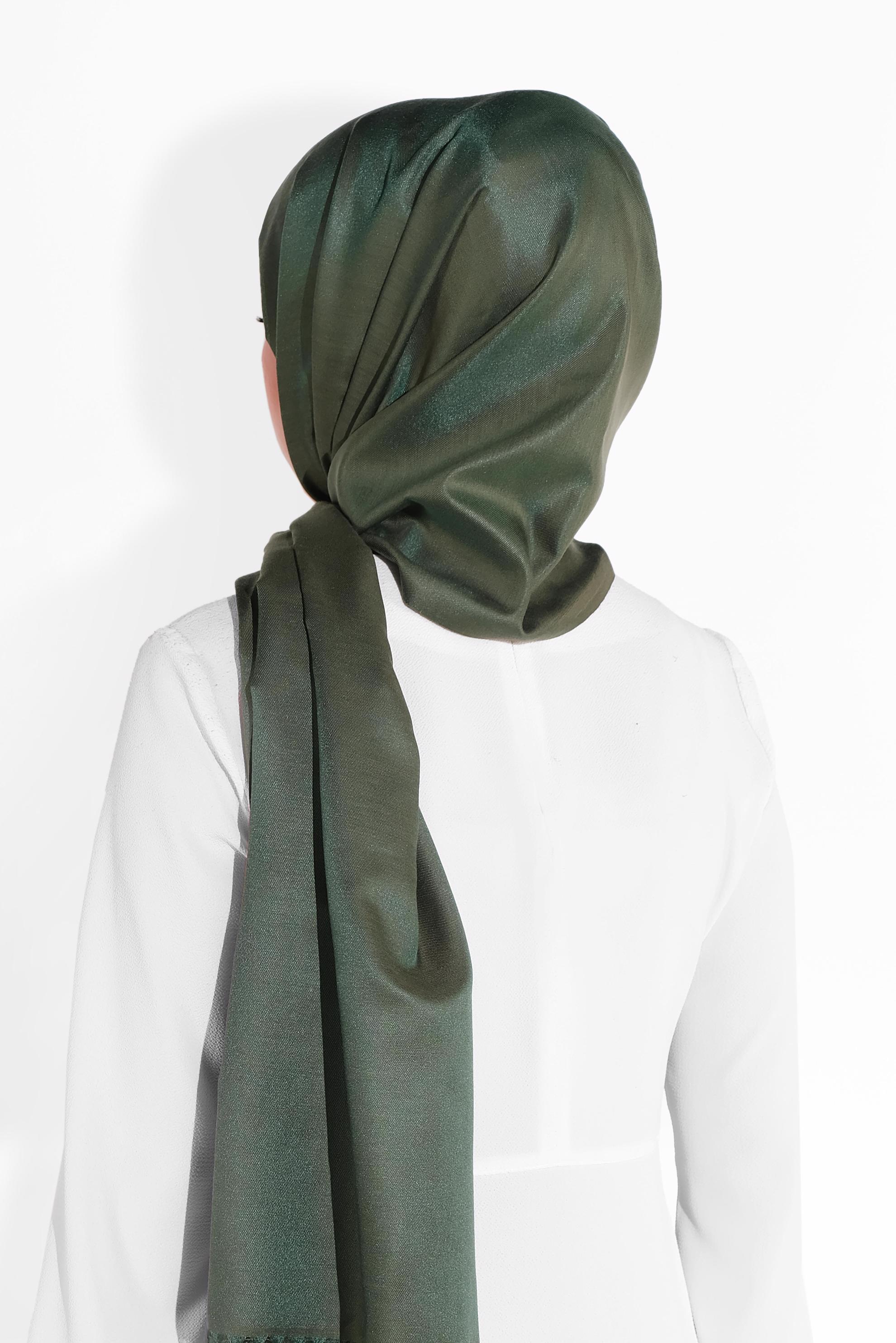 Tesettür giyim YEŞİL ALVİNA DÜZ İPEKSİ ŞAL 9925 