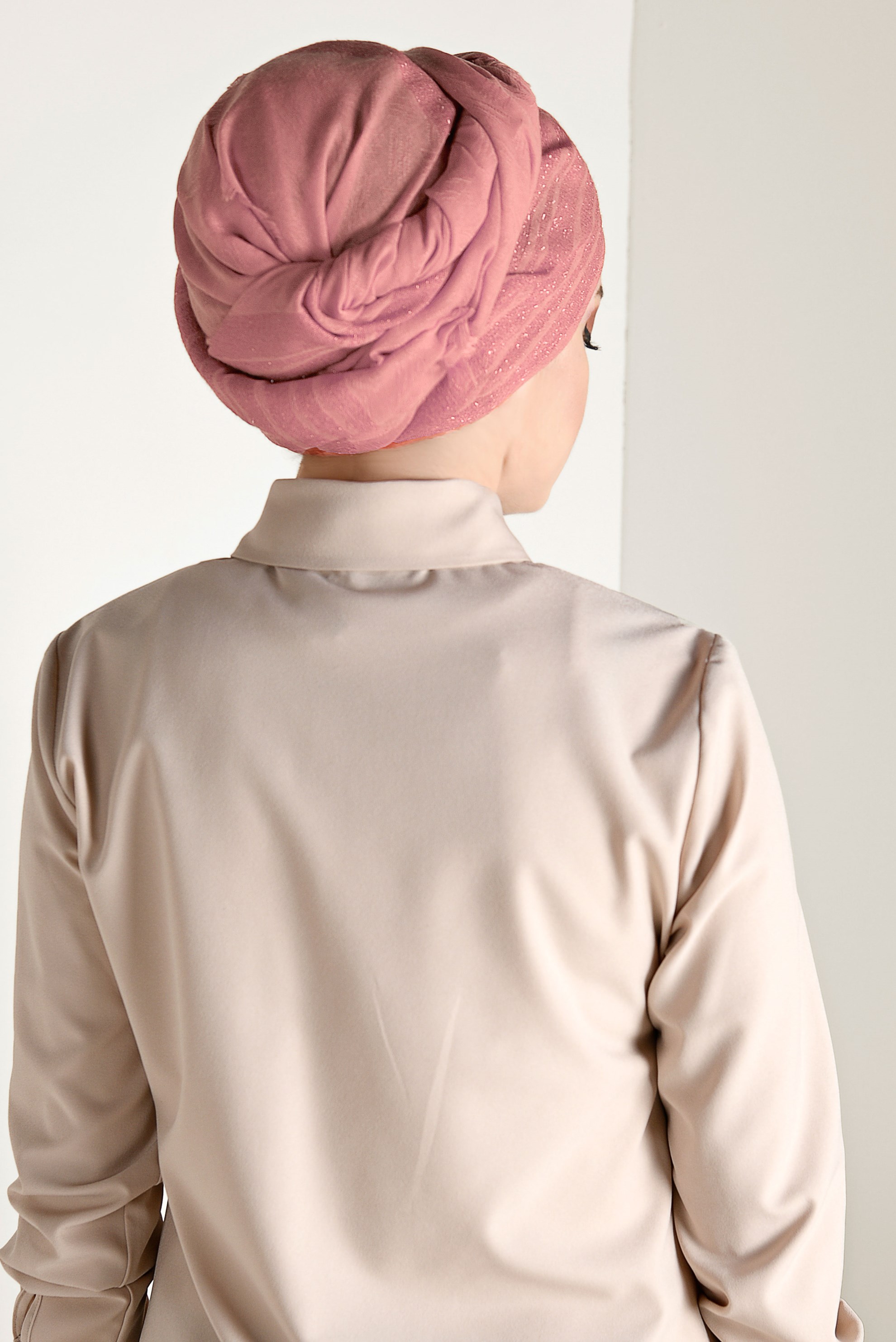 Tesettür giyim PUDRA ALVİNA SİMLİ JAKARLI ŞAL 9927 