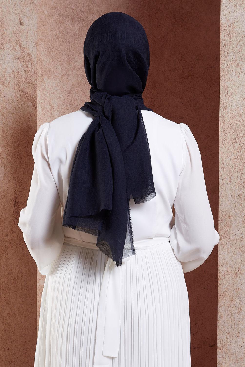 Tesettür giyim LACİVERT ALVİNA DÜZ ŞAL 9930