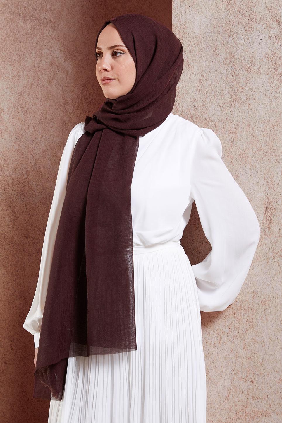 Tesettür giyim MÜRDÜM ALVİNA DÜZ ŞAL 9930
