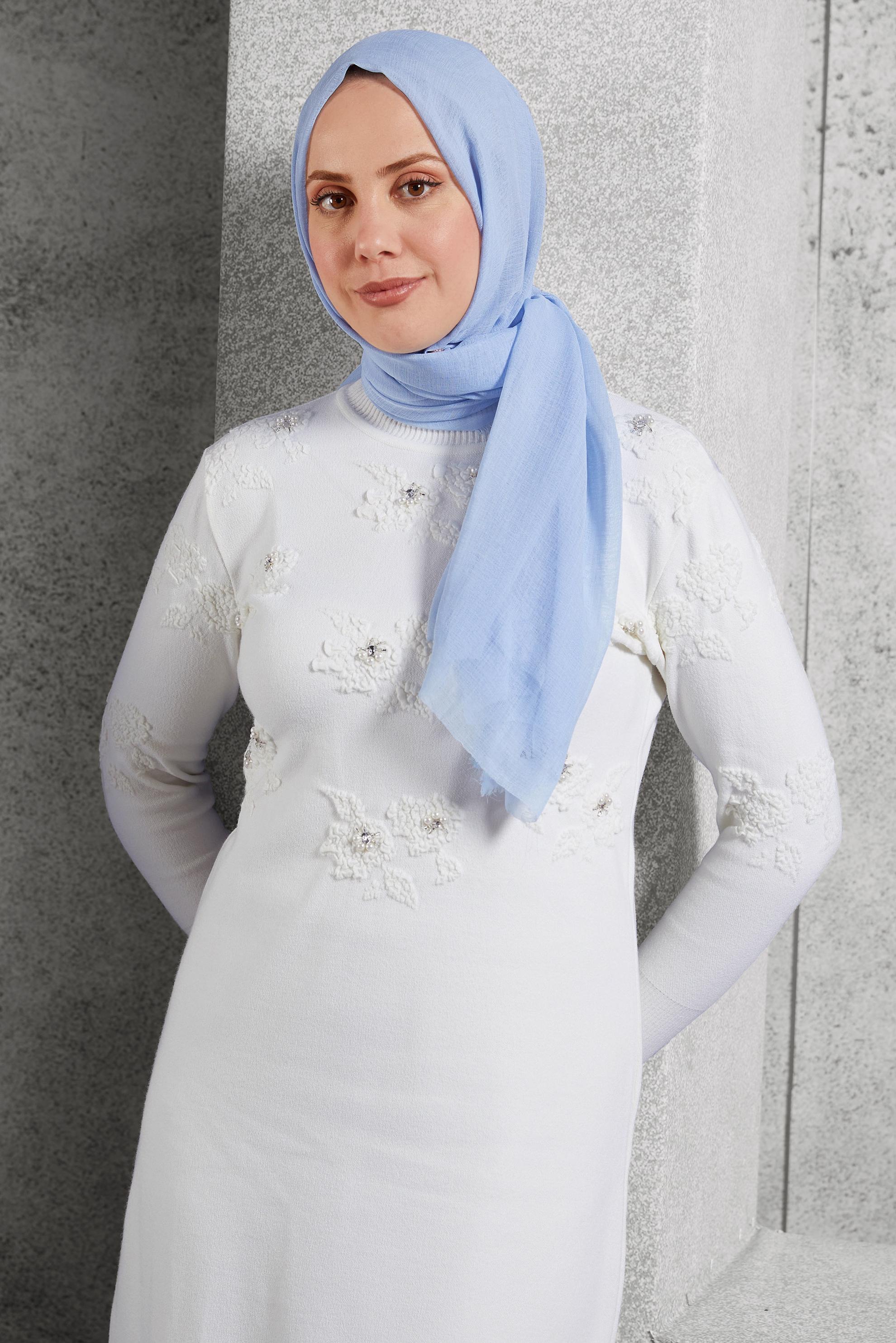 Tesettür giyim MAVİ ALVİNA DÜZ ŞAL 9930