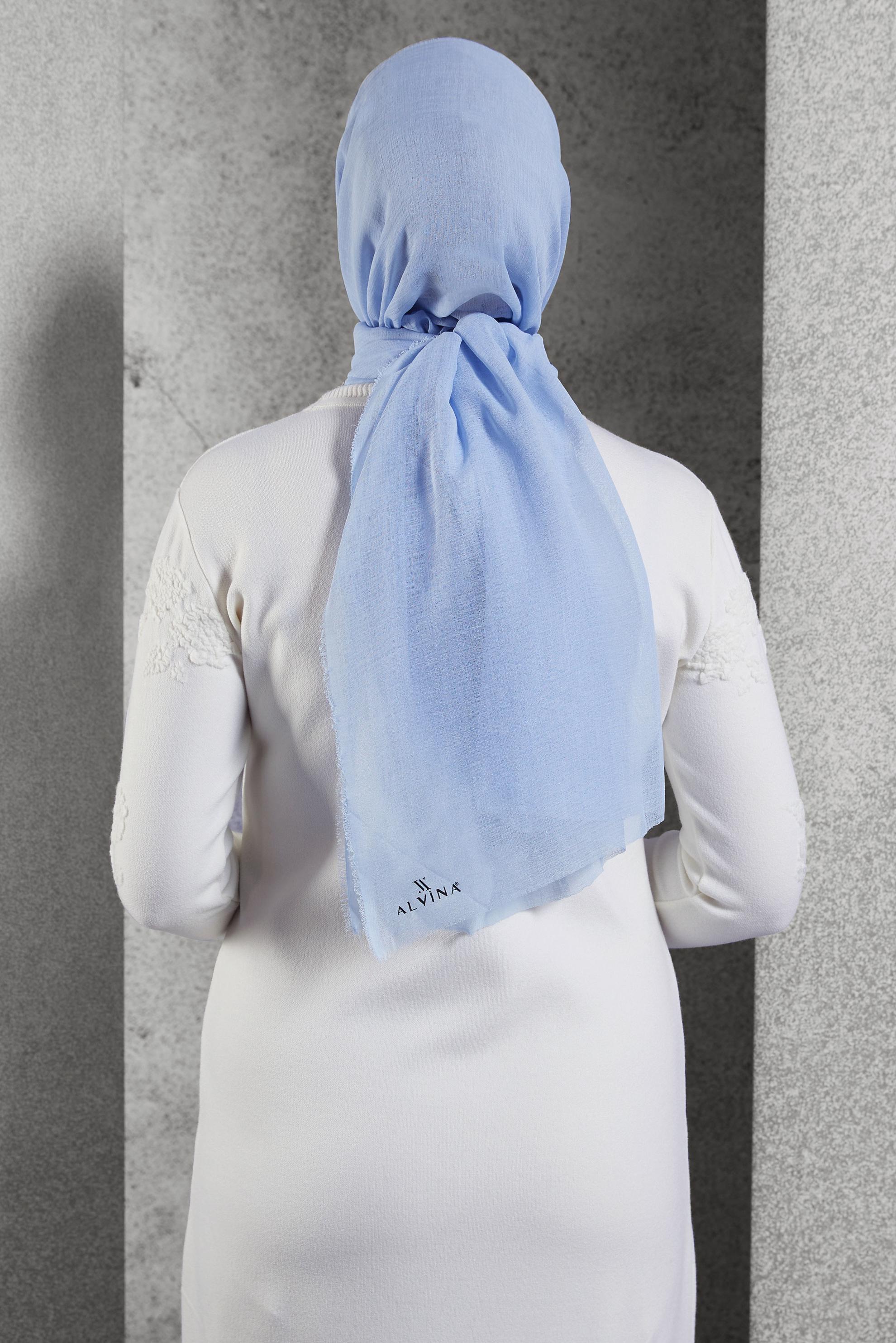 Tesettür giyim MAVİ ALVİNA DÜZ ŞAL 9930