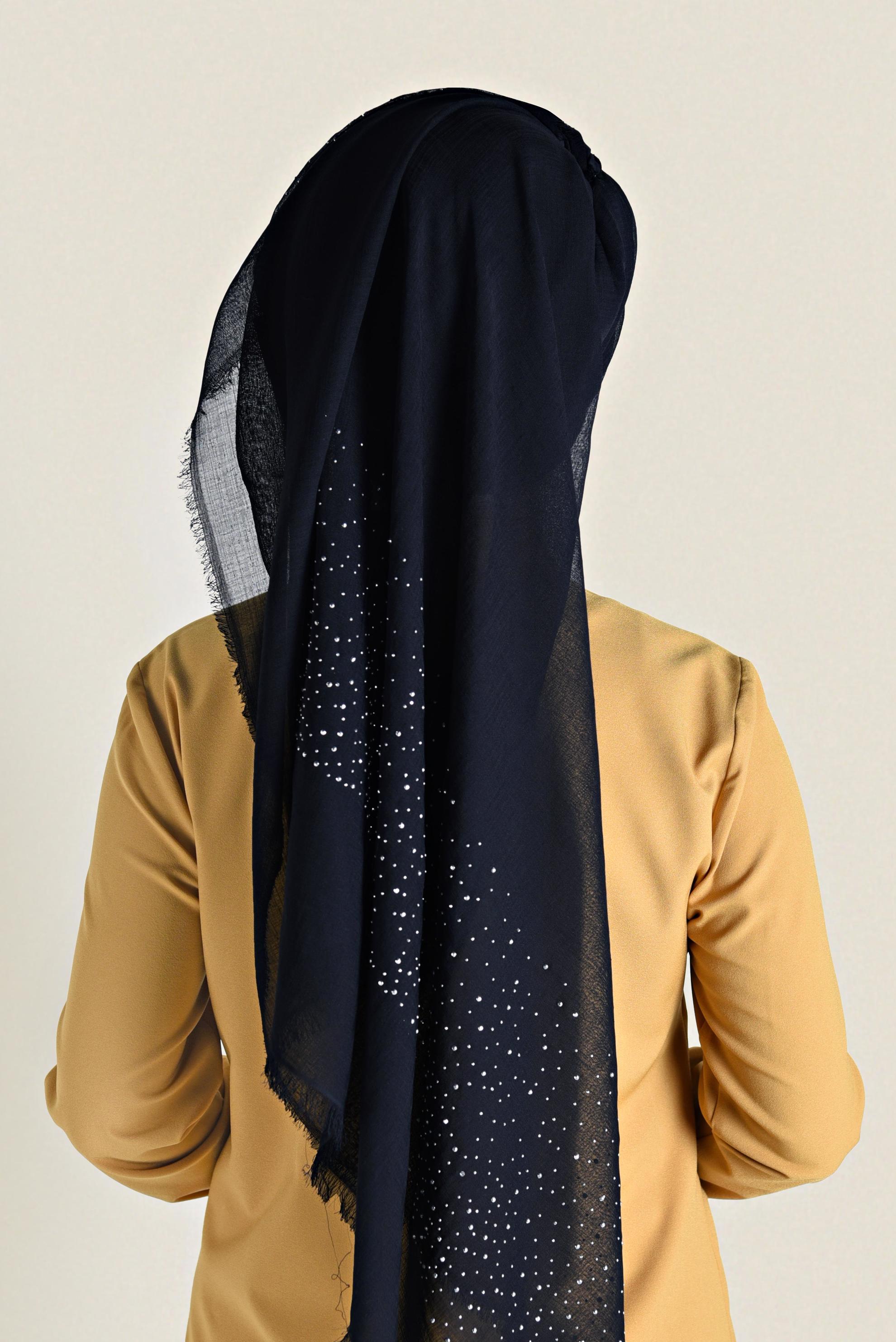 Tesettür giyim LACİVERT ALVİNA HAİTİ TAŞ BASKI ŞAL 9932 