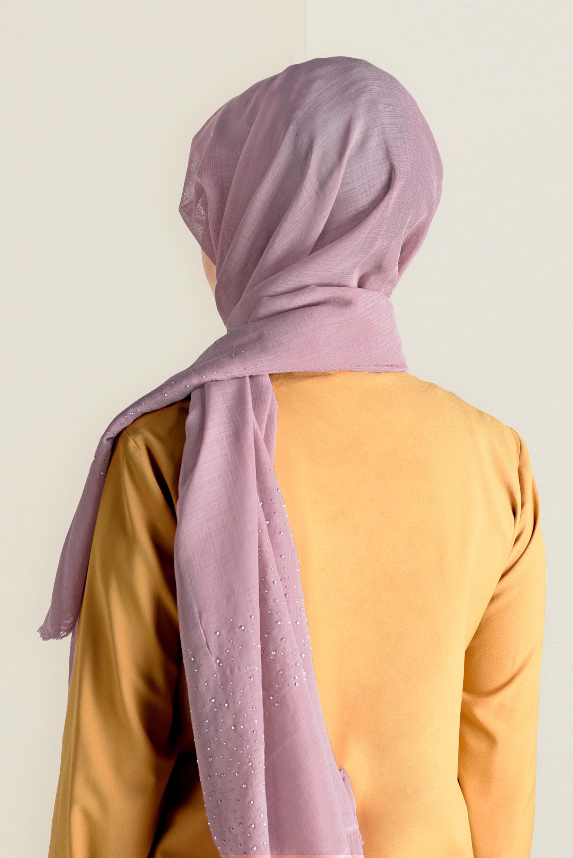 Tesettür giyim PUDRA ALVİNA HAİTİ TAŞ BASKI ŞAL 9932 