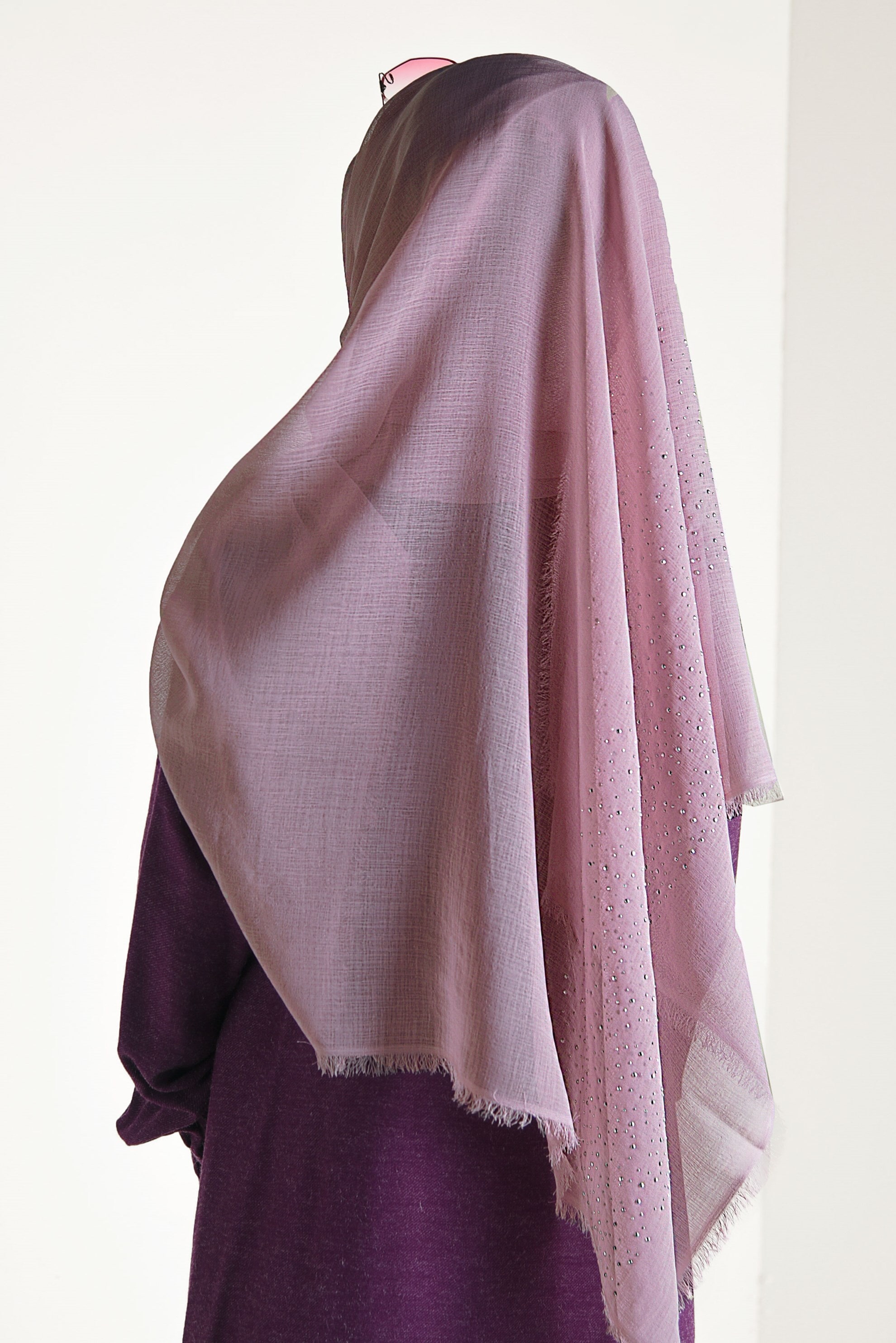 Tesettür giyim PUDRA ALVİNA HAİTİ TAŞ BASKI ŞAL 9932 