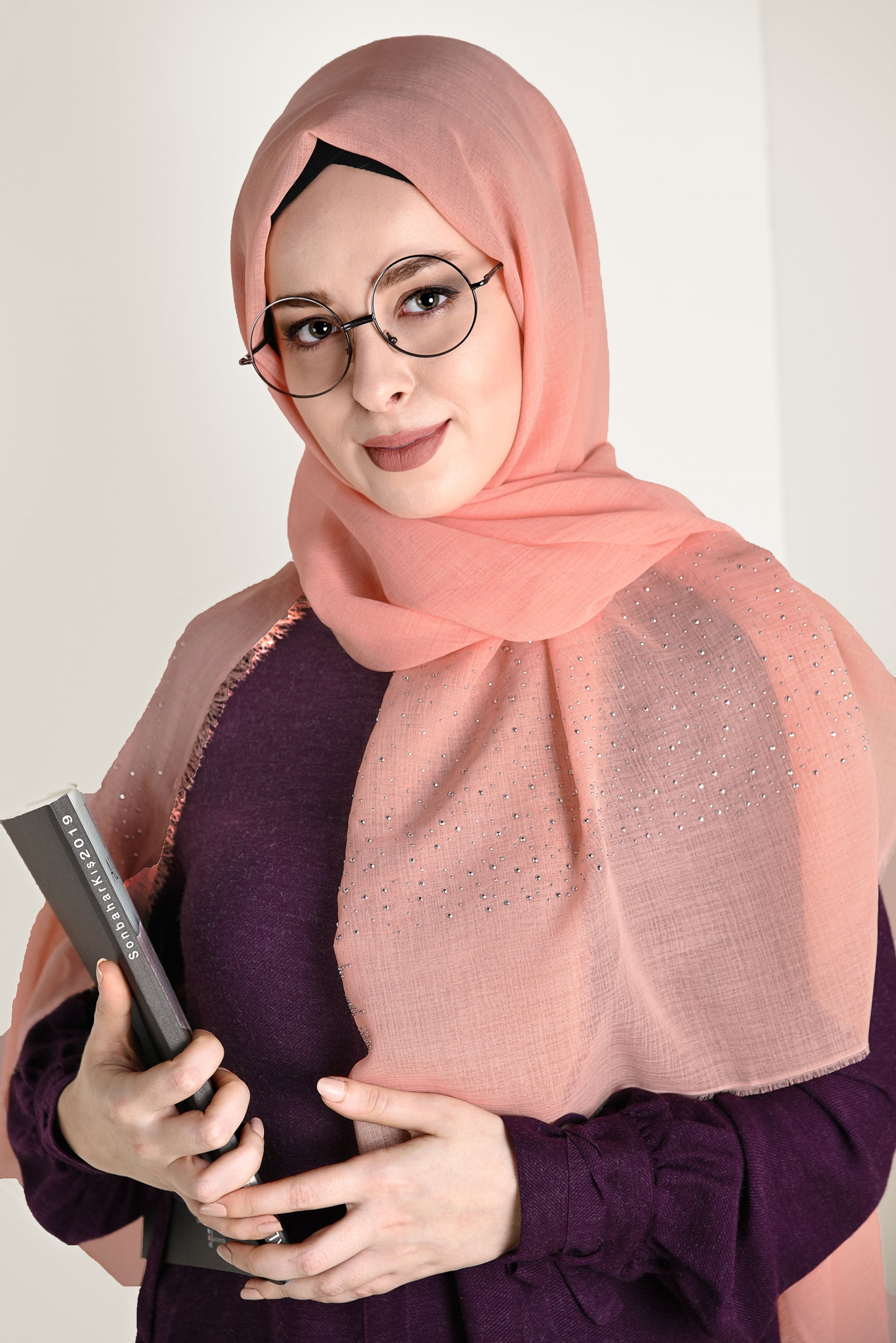 Tesettür giyim PUDRA ALVİNA HAİTİ TAŞ BASKI ŞAL 9932 