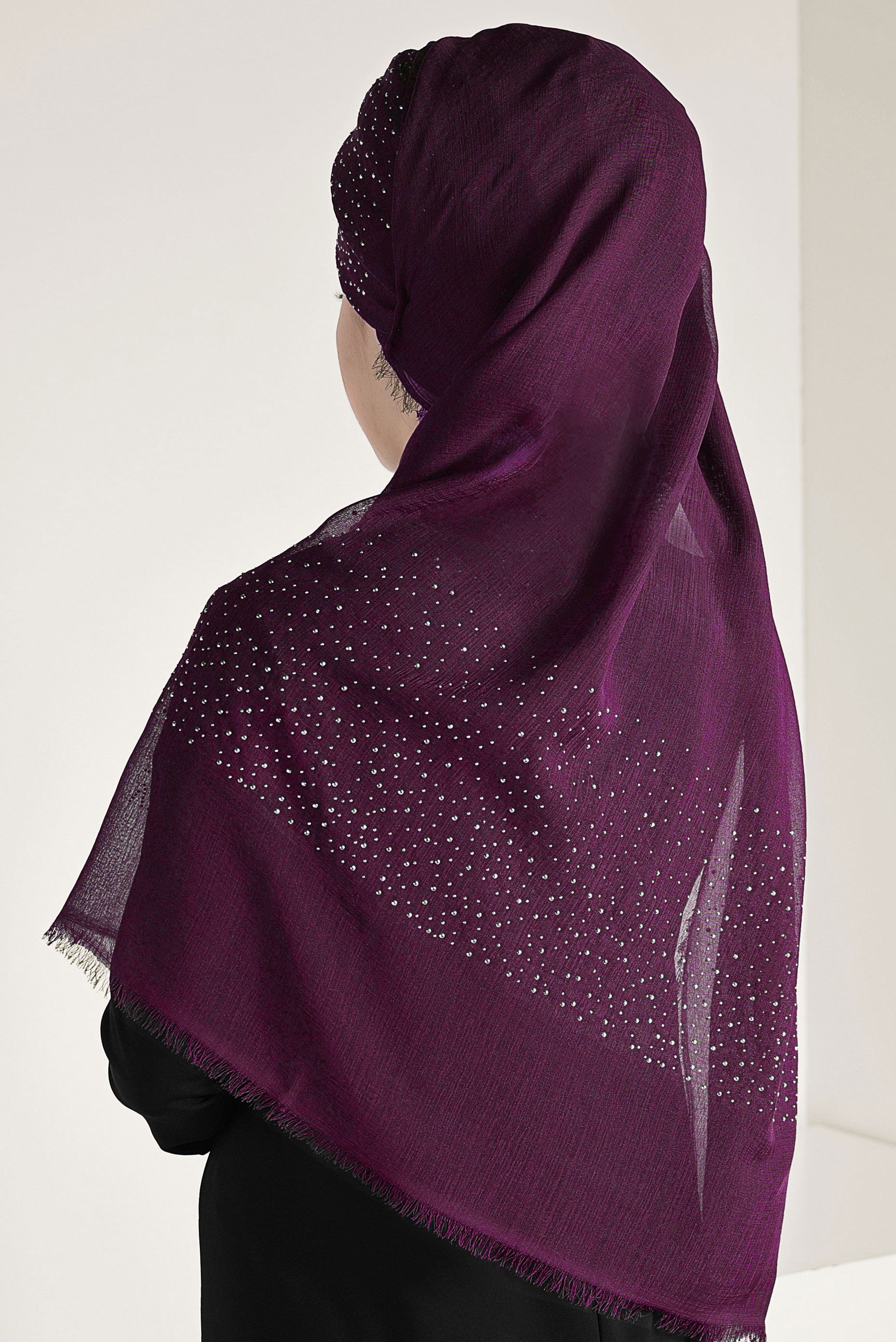 Tesettür giyim BORDO ALVİNA HAİTİ TAŞ BASKI ŞAL 9932 