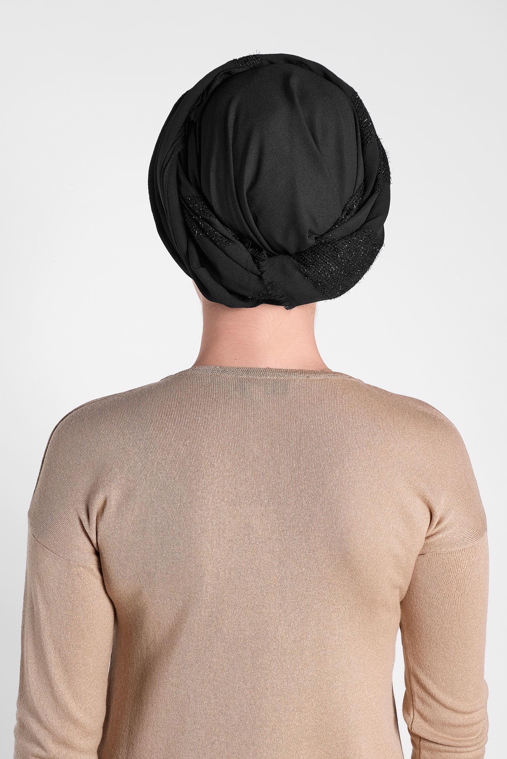 Tesettür giyim SİYAH ALVİNA HİNT İPEK SAL 9933 