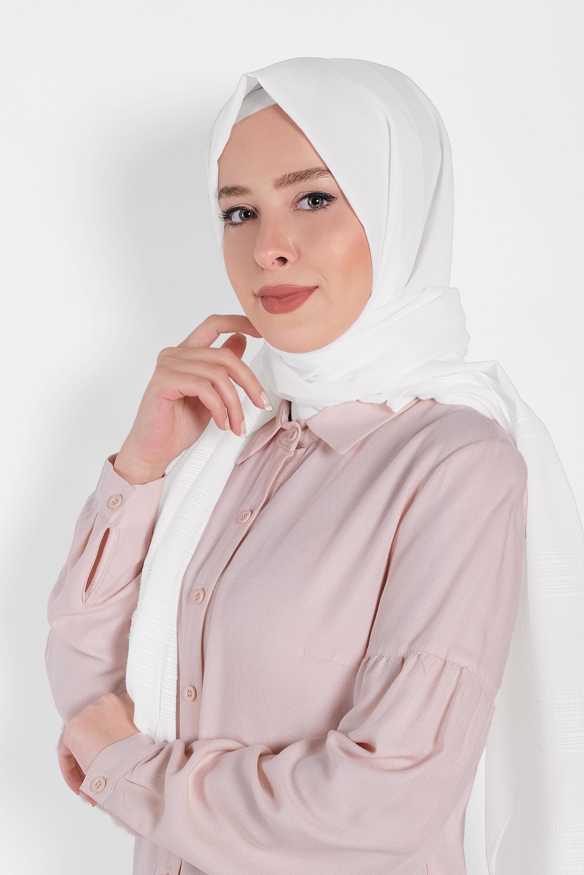 Tesettür giyim EKRU ALVİNA HİNT İPEK SAL 9933 