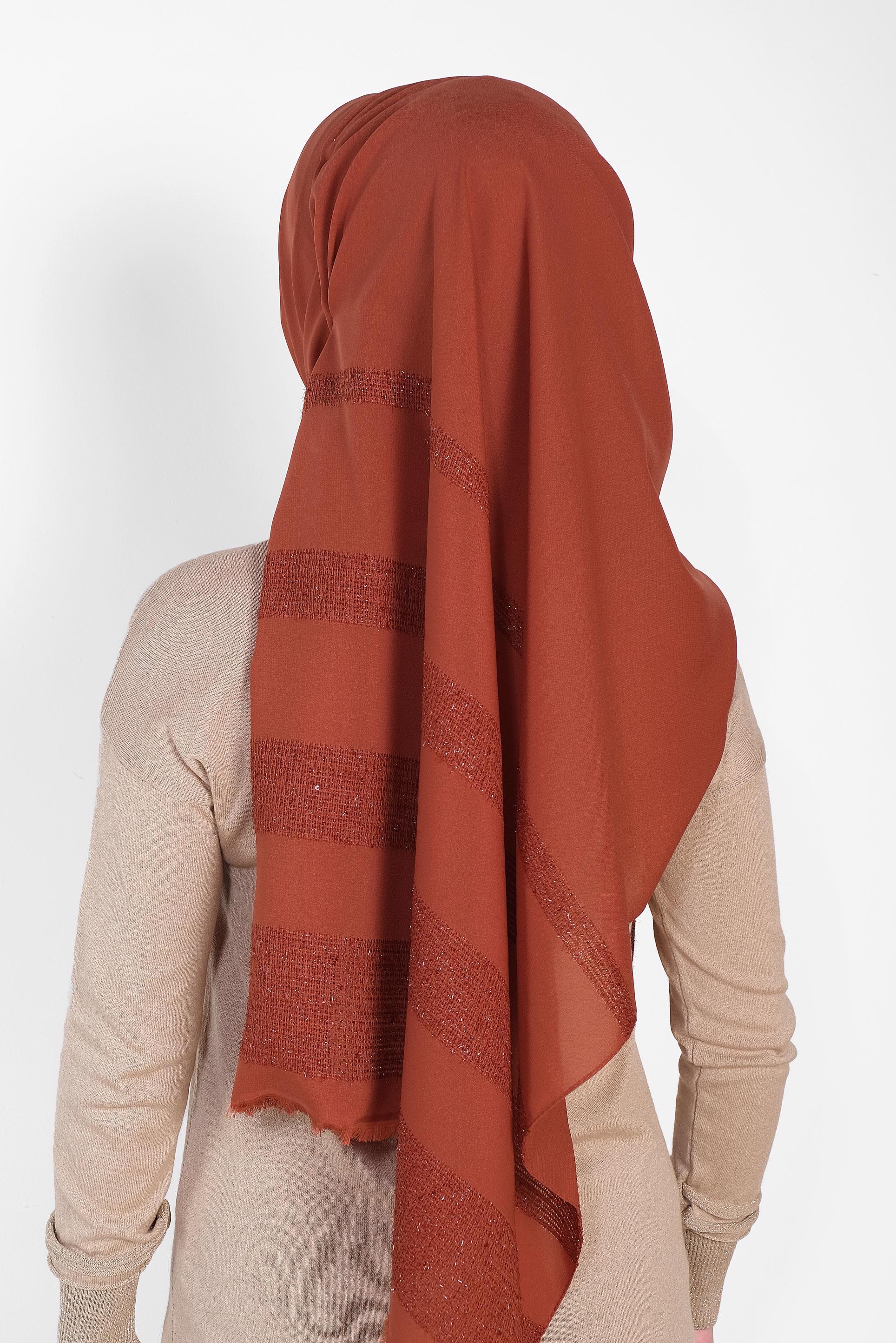 Tesettür giyim TURUNCU ALVİNA HİNT İPEK SAL 9933 