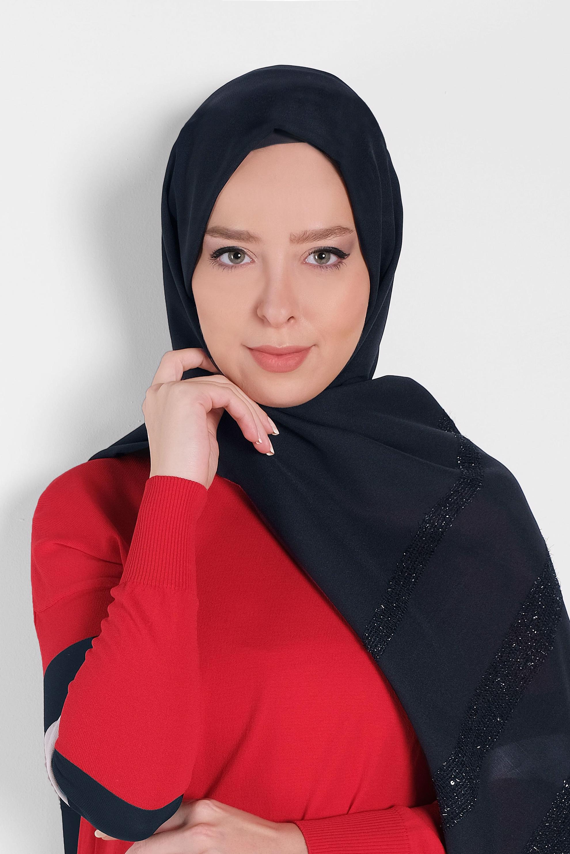 Tesettür giyim LACİVERT ALVİNA HİNT İPEK SAL 9933 