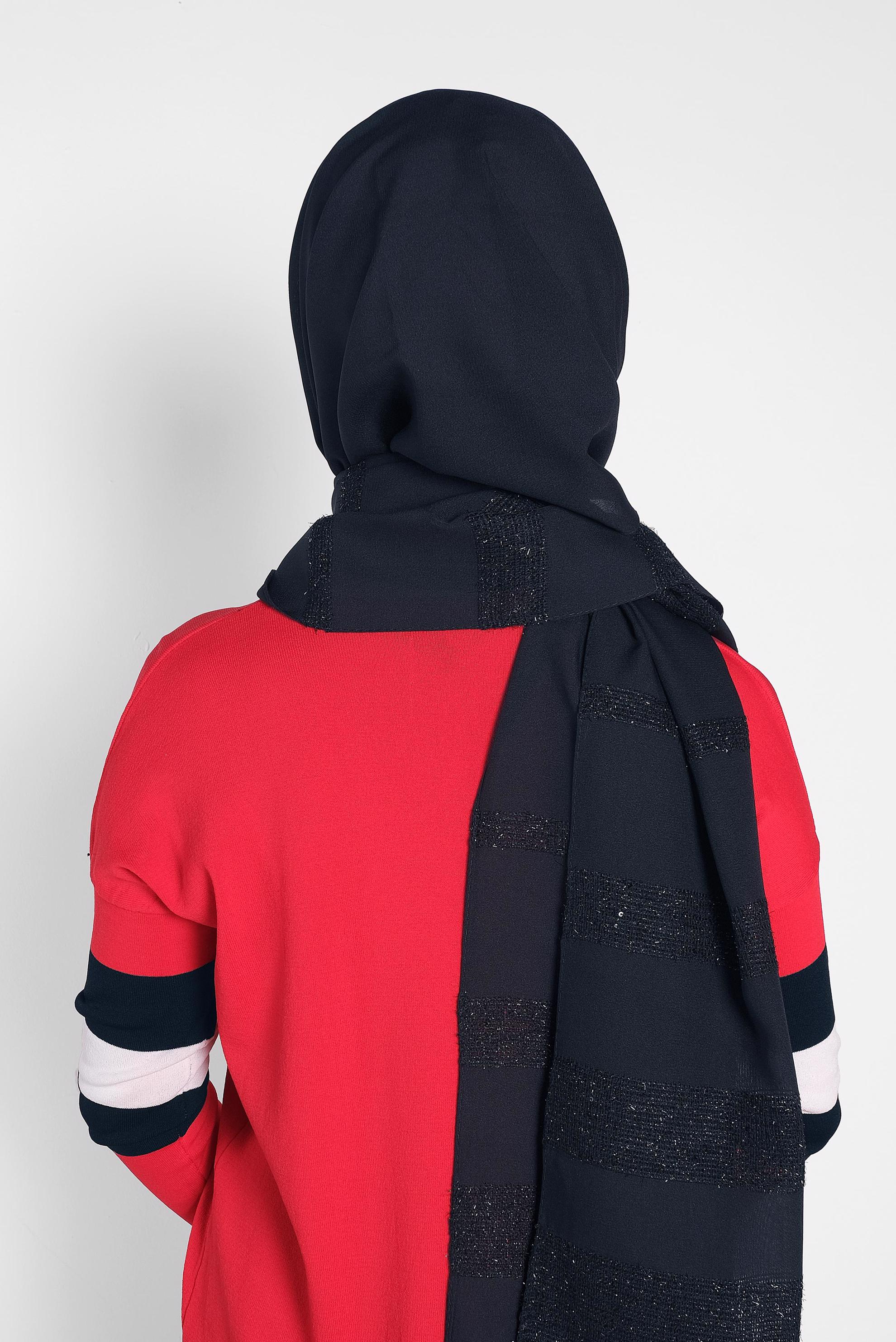 Tesettür giyim LACİVERT ALVİNA HİNT İPEK SAL 9933 