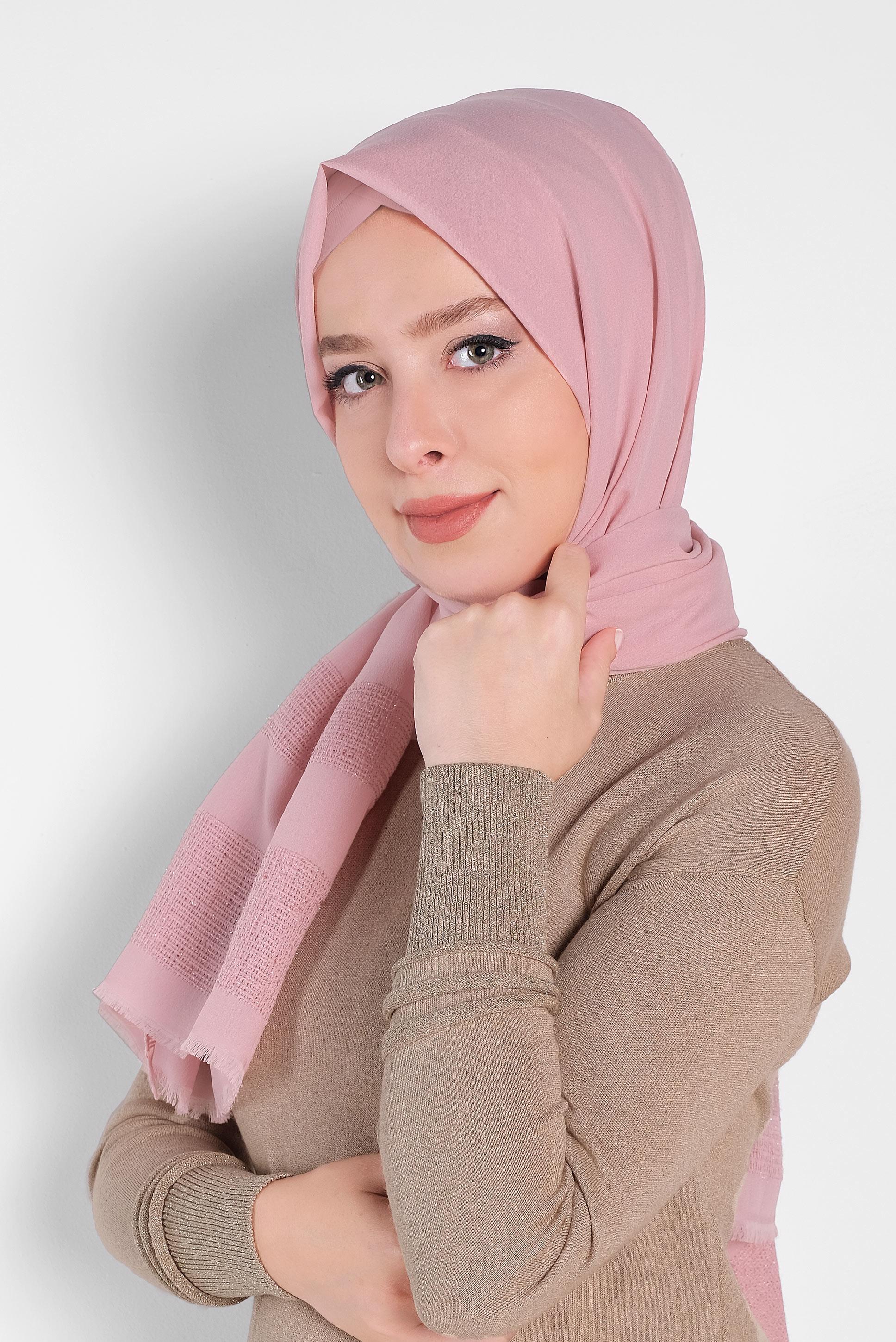 Tesettür giyim PUDRA ALVİNA HİNT İPEK SAL 9933 