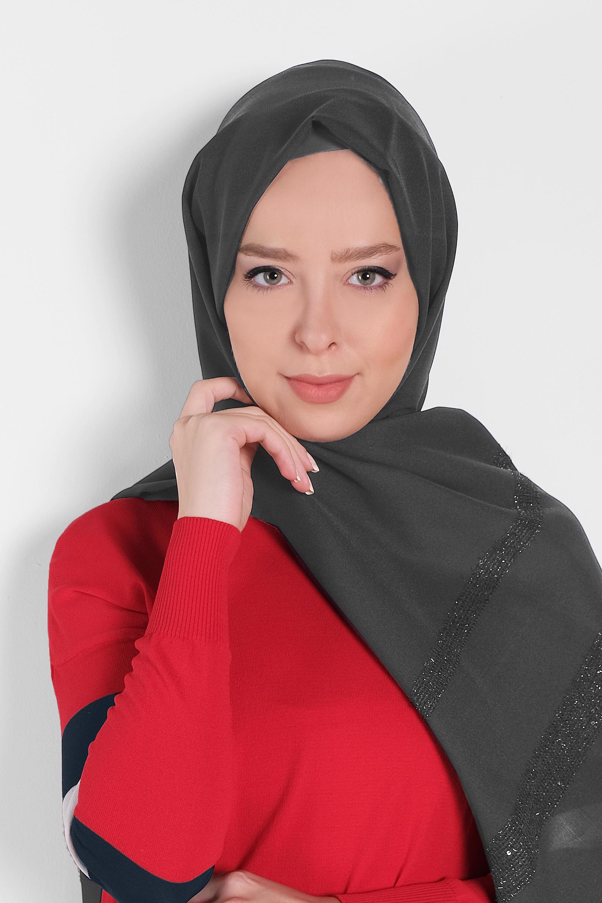 Tesettür giyim GRİ ALVİNA HİNT İPEK SAL 9933 