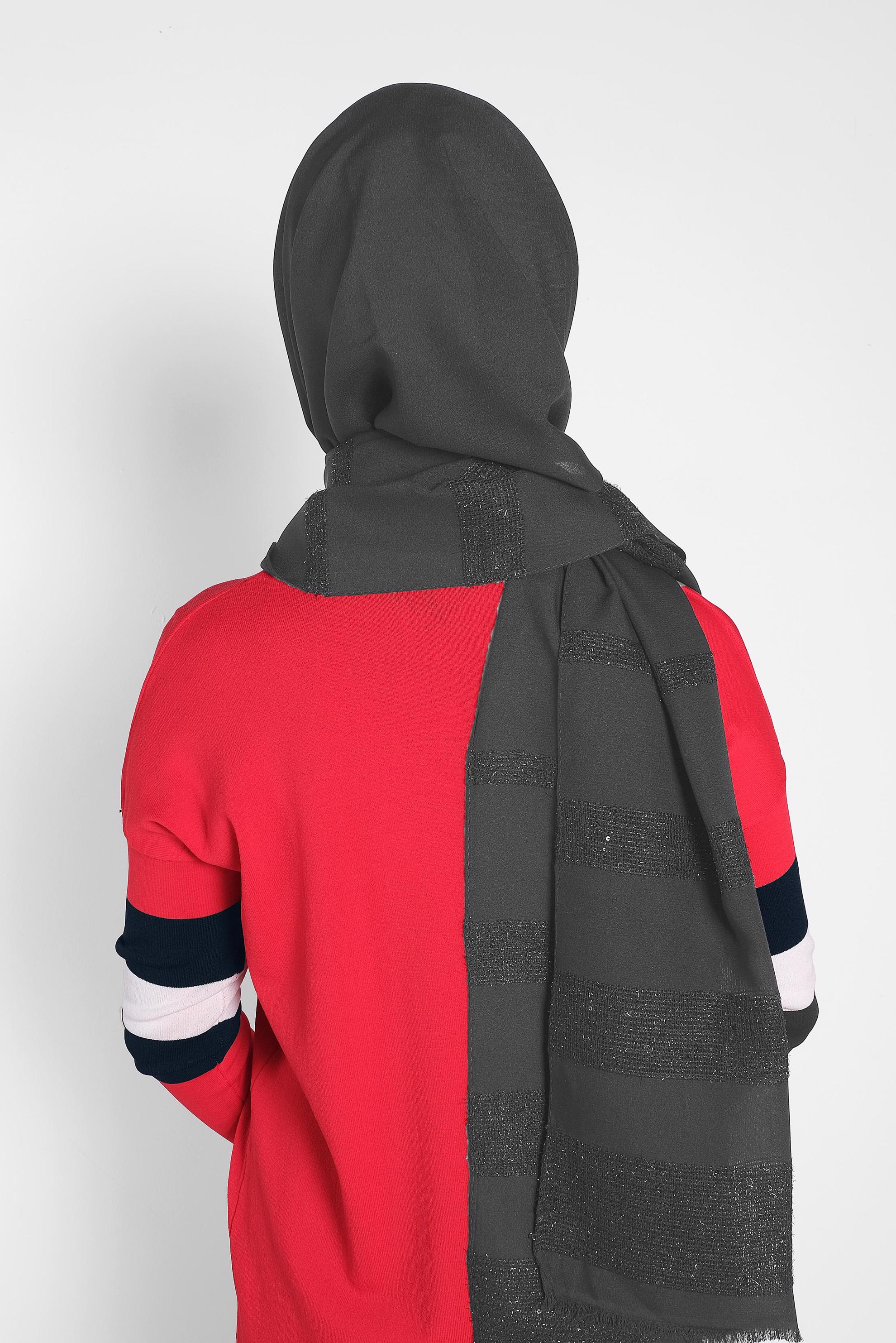 Tesettür giyim GRİ ALVİNA HİNT İPEK SAL 9933 