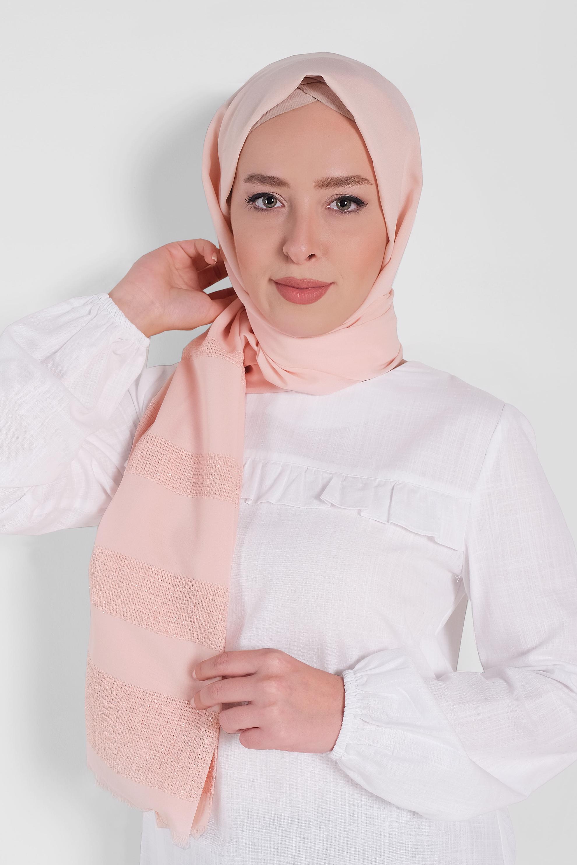 Tesettür giyim PUDRA ALVİNA HİNT İPEK SAL 9933 