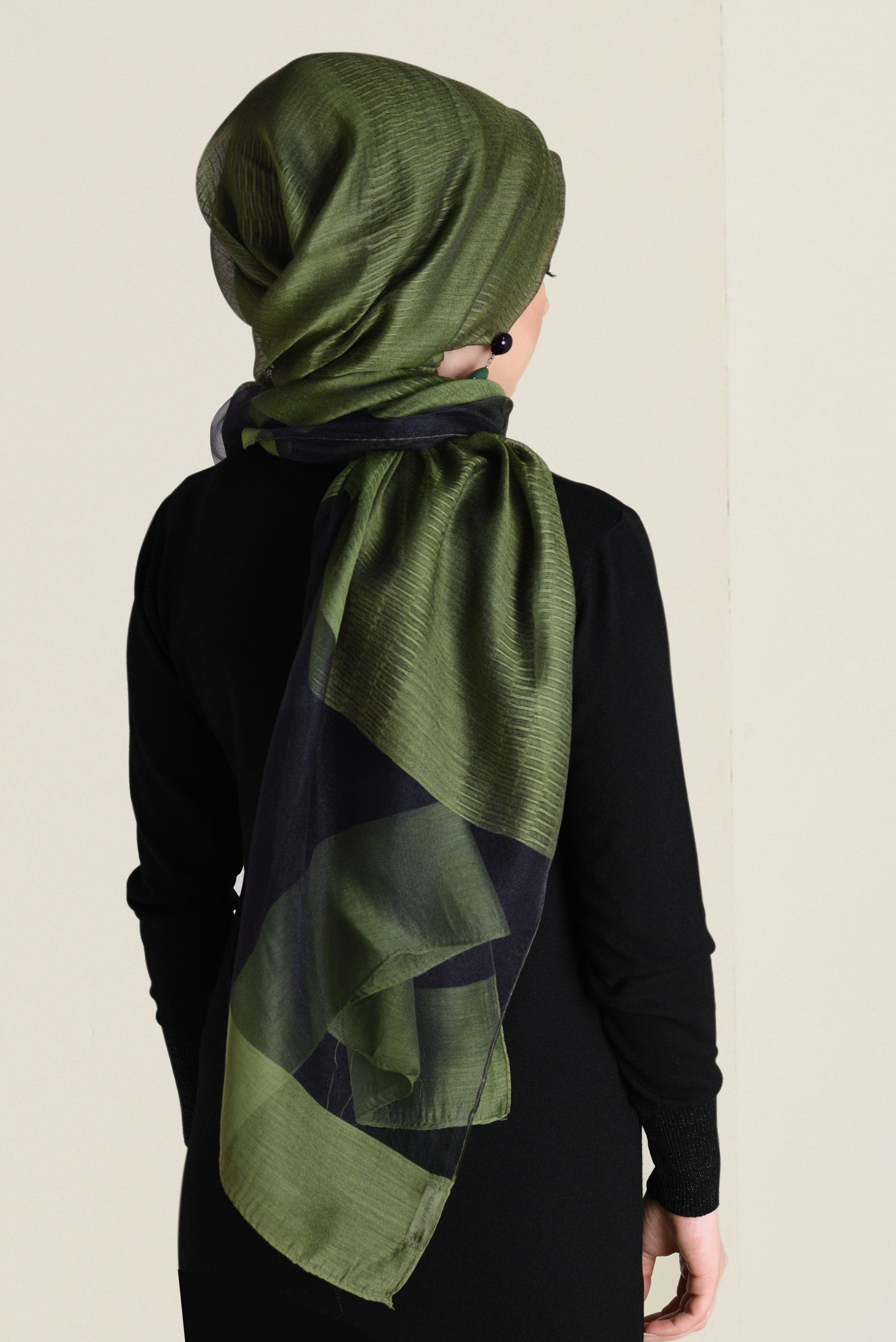 Tesettür giyim HAKİ ALVİNA KUPON ŞAL 9936 