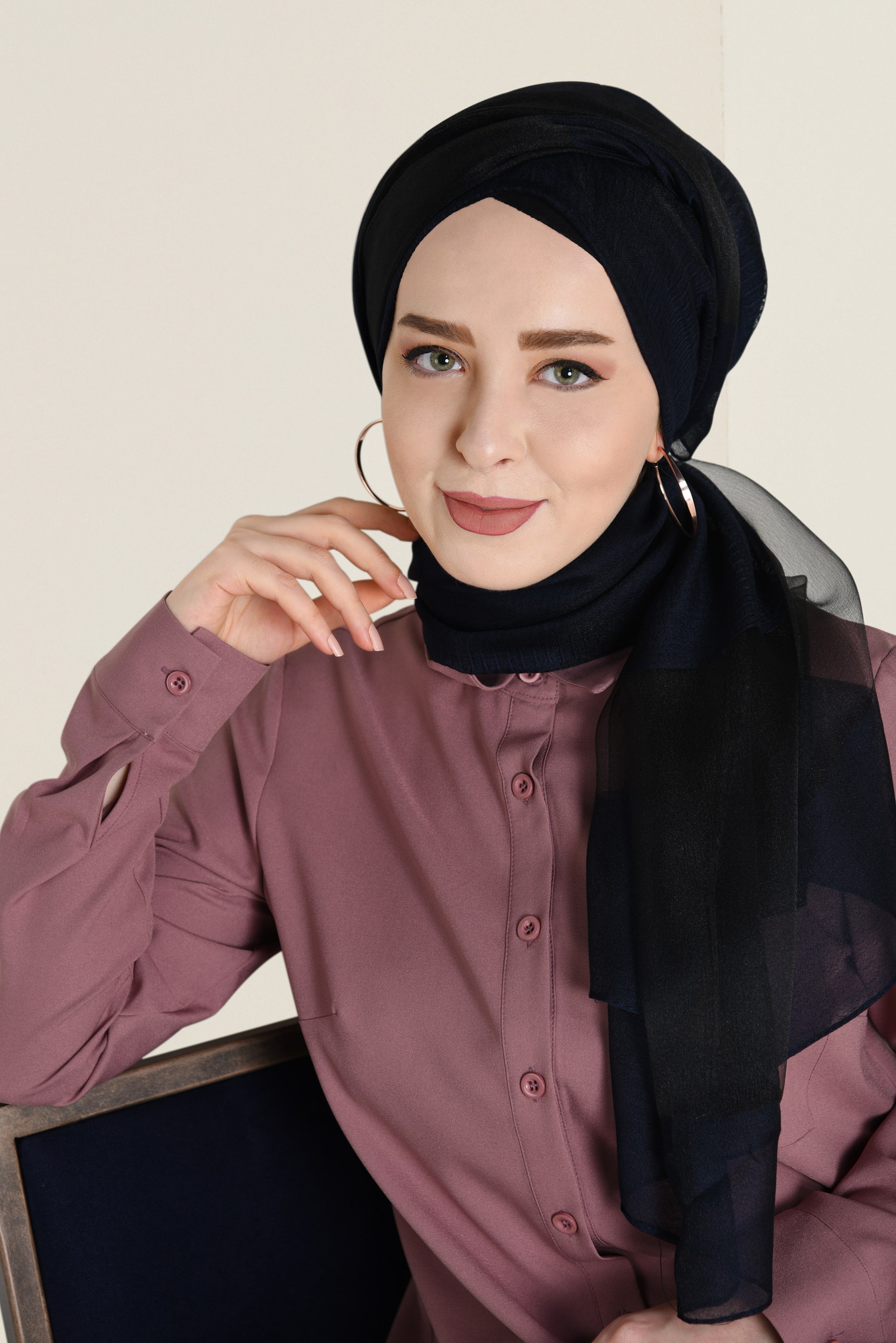 Tesettür giyim LACİVERT ALVİNA KUPON ŞAL 9936 