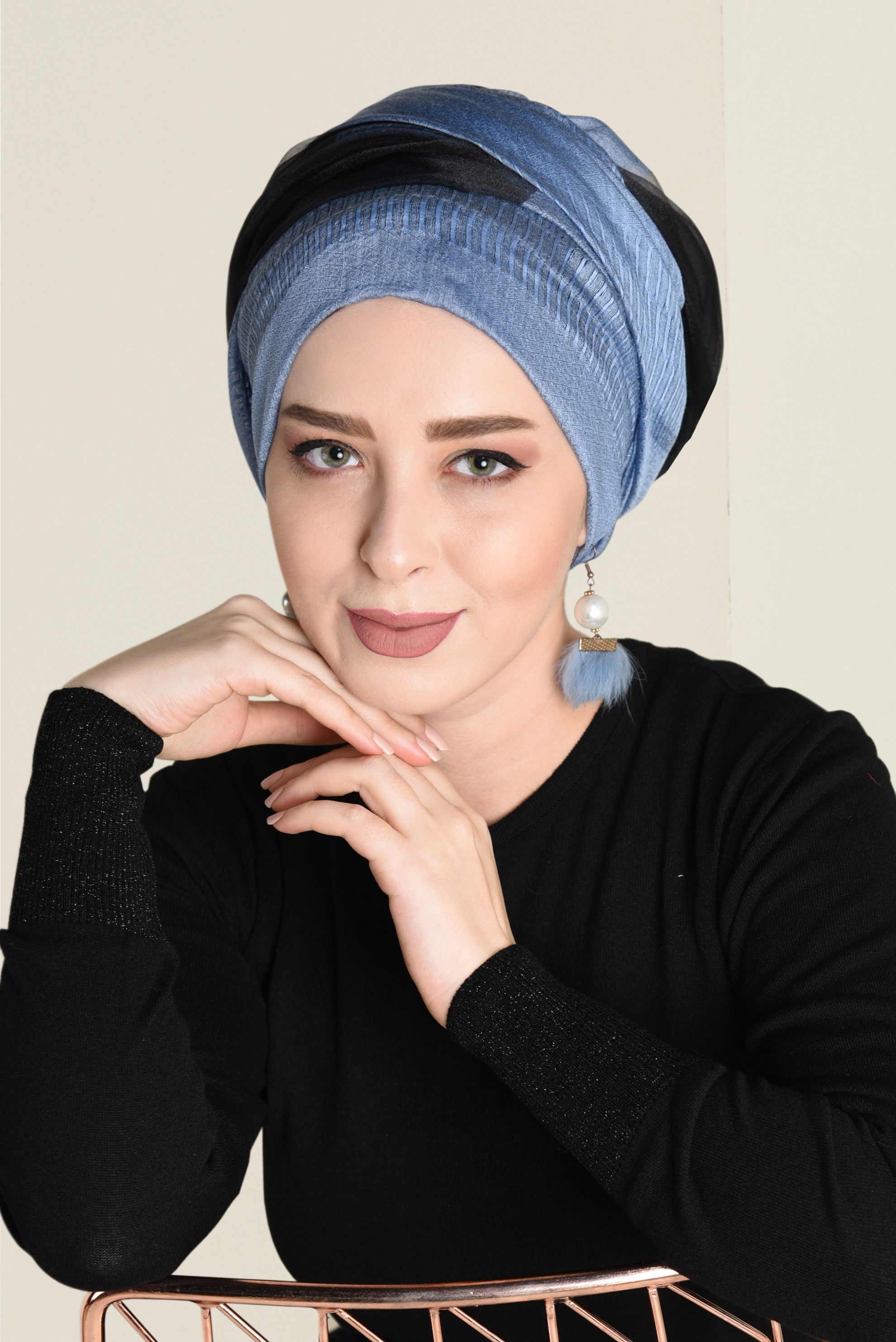 Tesettür giyim MAVİ ALVİNA KUPON ŞAL 9936 