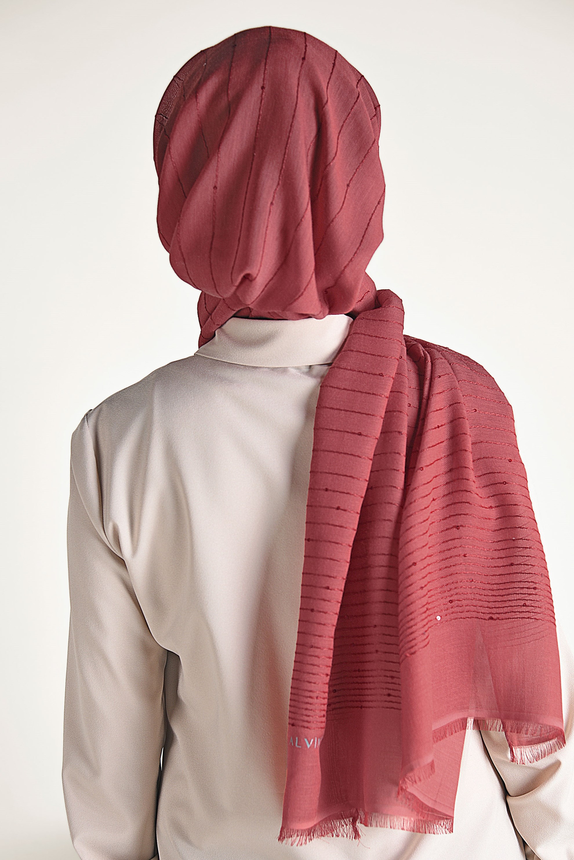 Tesettür giyim KIRMIZI ALVİNA ŞAL 9937 