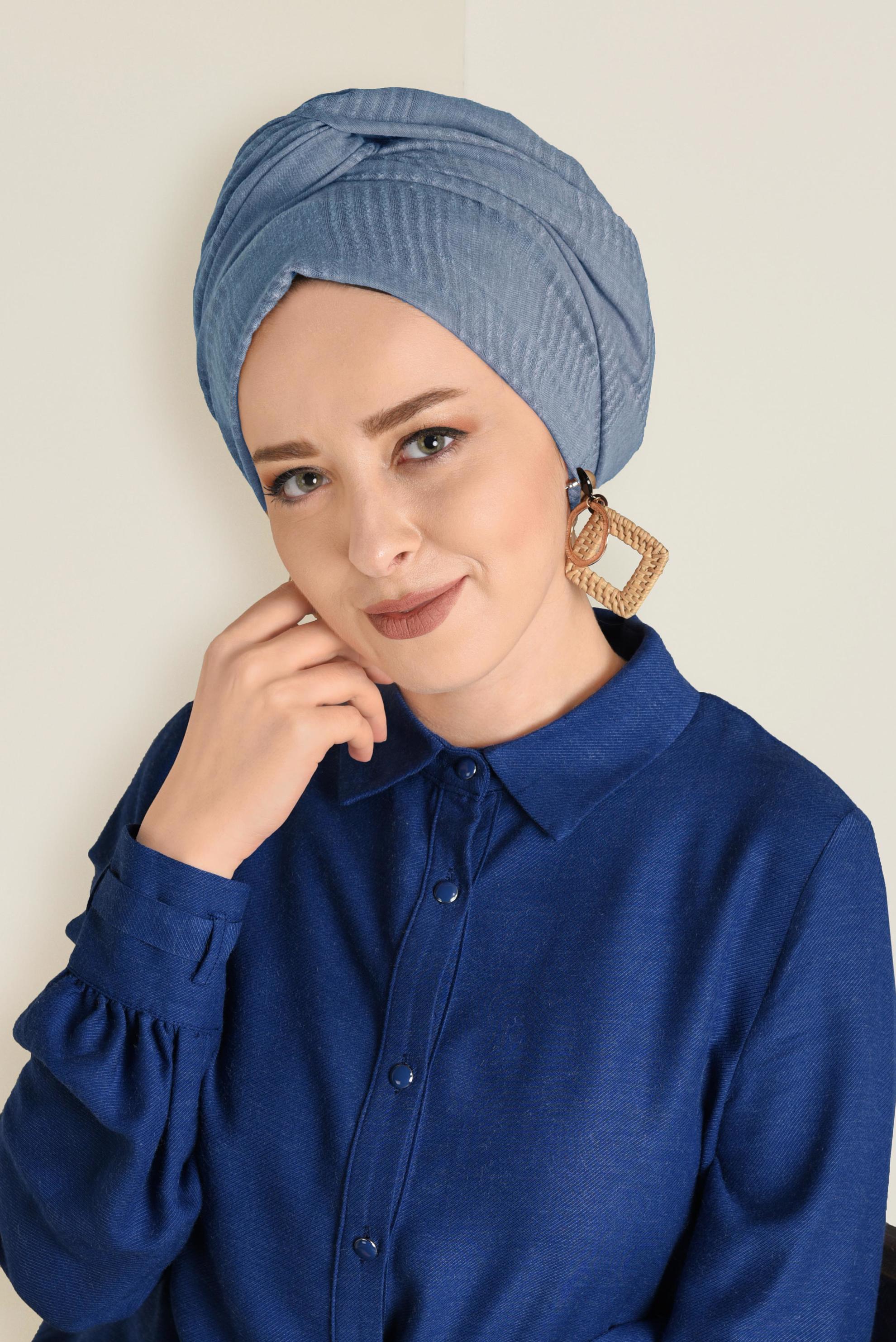 Tesettür giyim MAVİ ALVİNA ŞAL 9940 