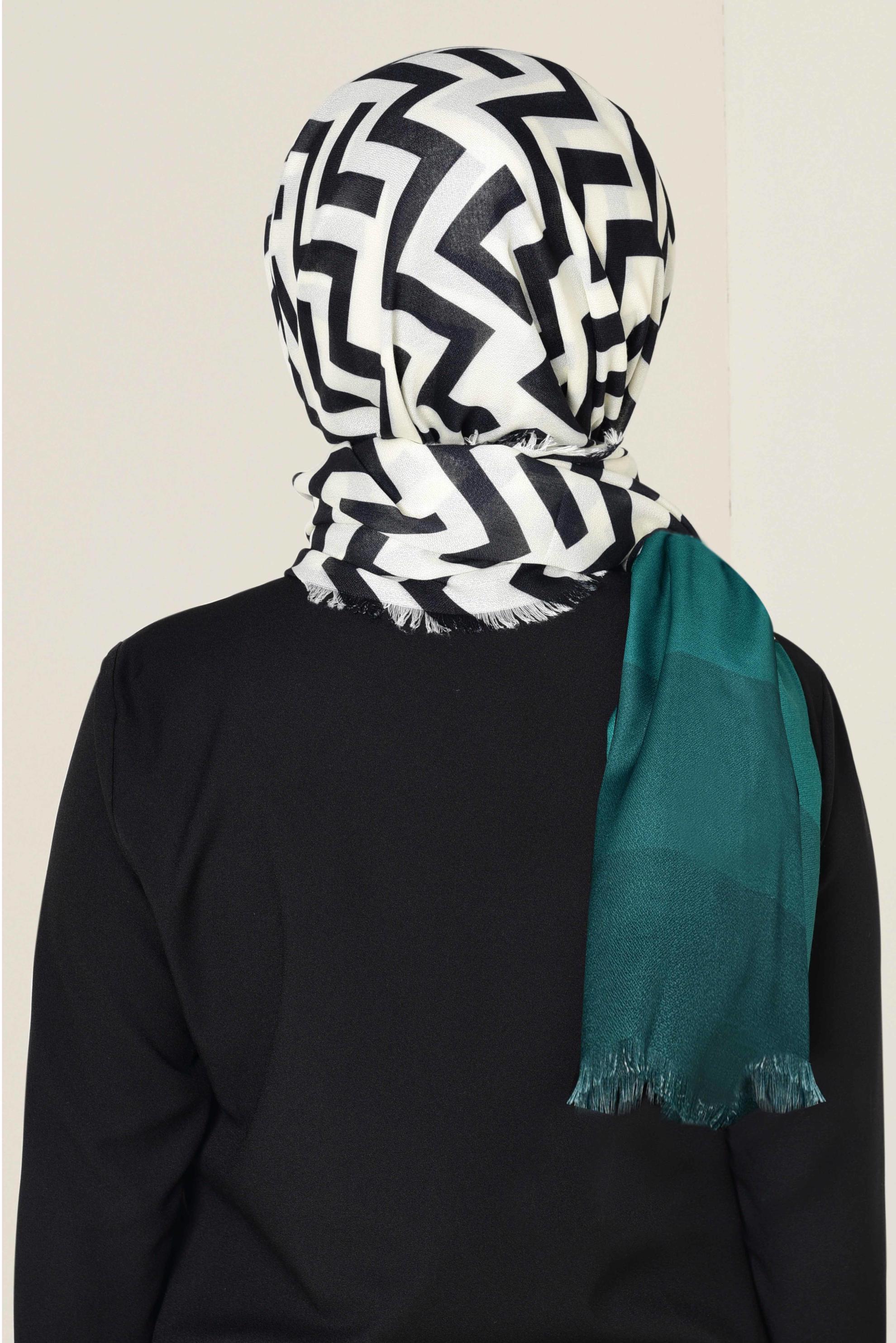 Tesettür giyim MAVİ 9945 ALVİNA DİJİTAL ŞAL