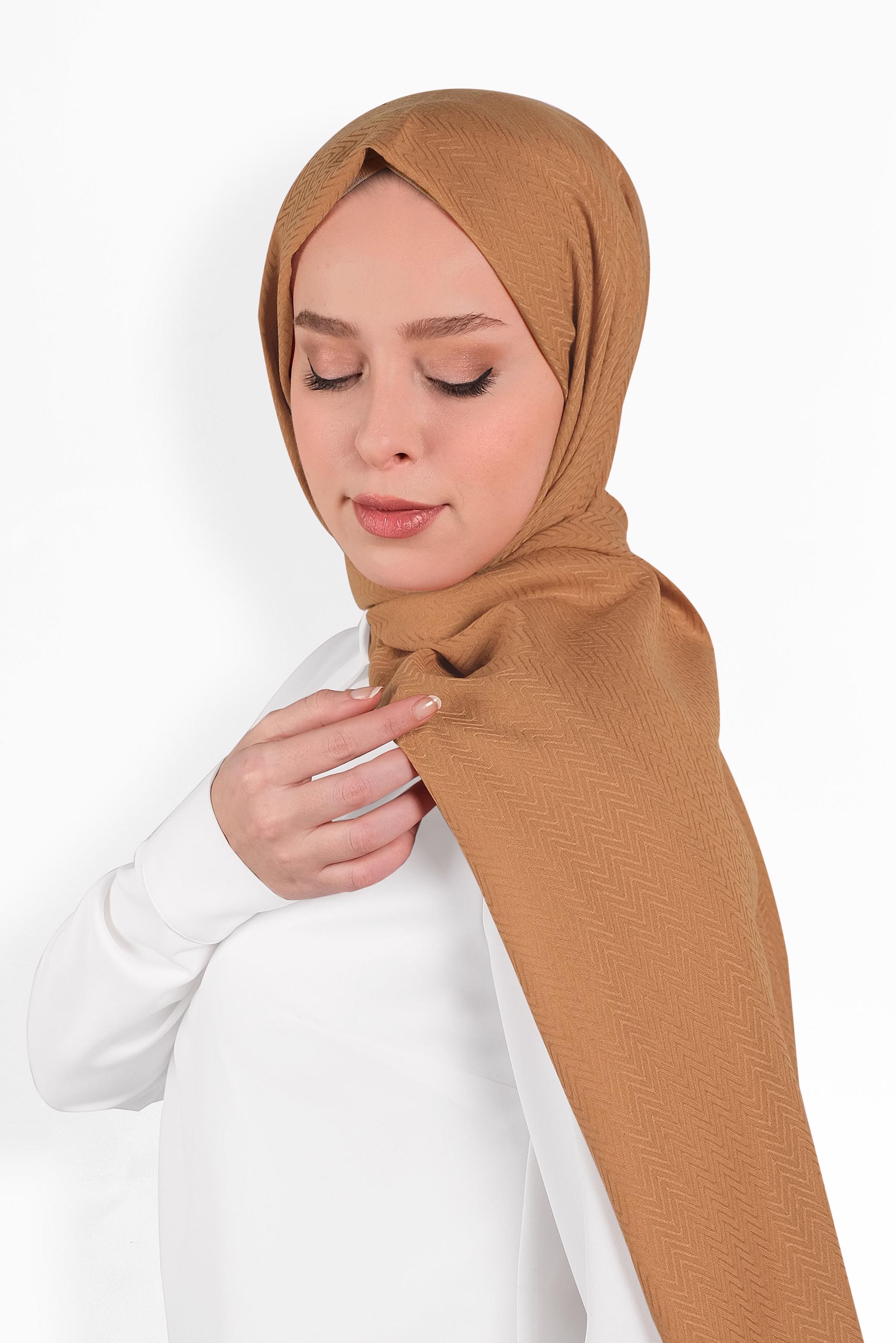 Tesettür giyim TURUNCU ALVİNA BALIKSIRTI KOTON ŞAL 9946 