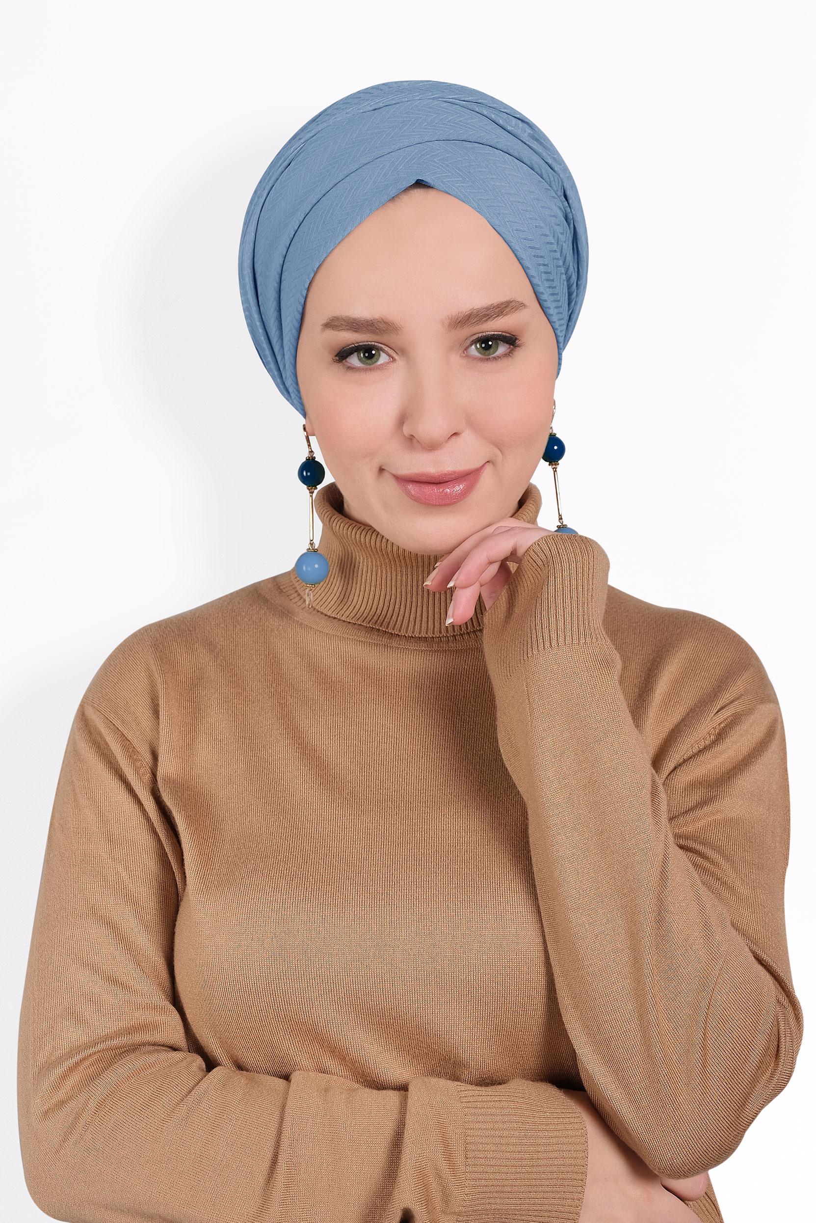 Tesettür giyim MAVİ ALVİNA BALIKSIRTI KOTON ŞAL 9946 