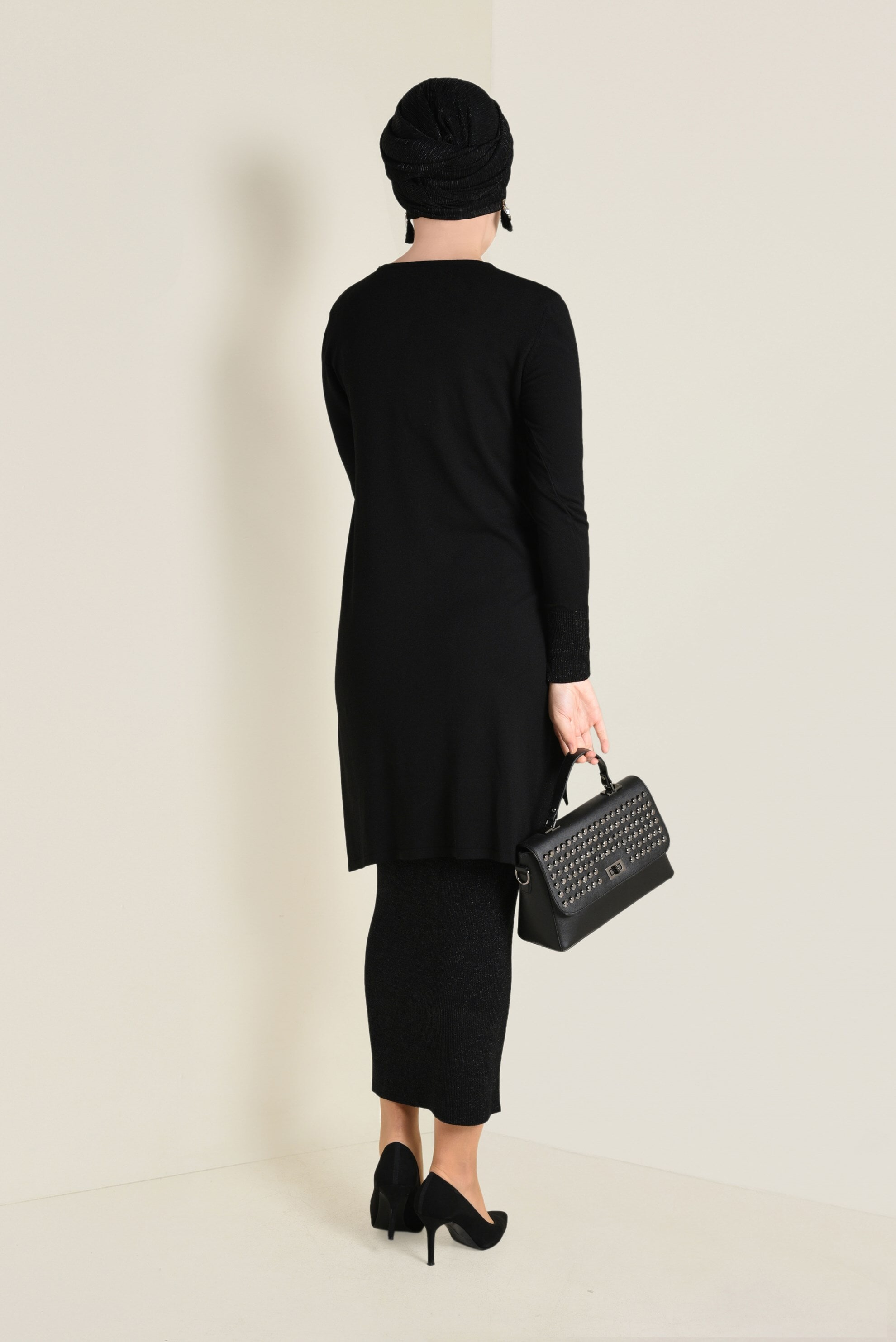 Hijab clothing BLACK KNIT SKIRT SUIT 4501