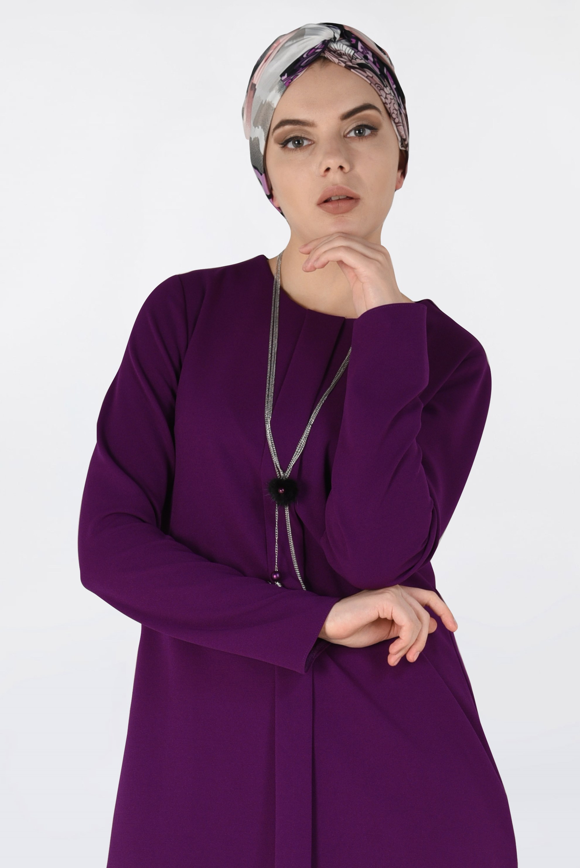 Tesettür giyim MOR BİSİKLET YAKA 2′Lİ PANTOLON TAKIM 4561