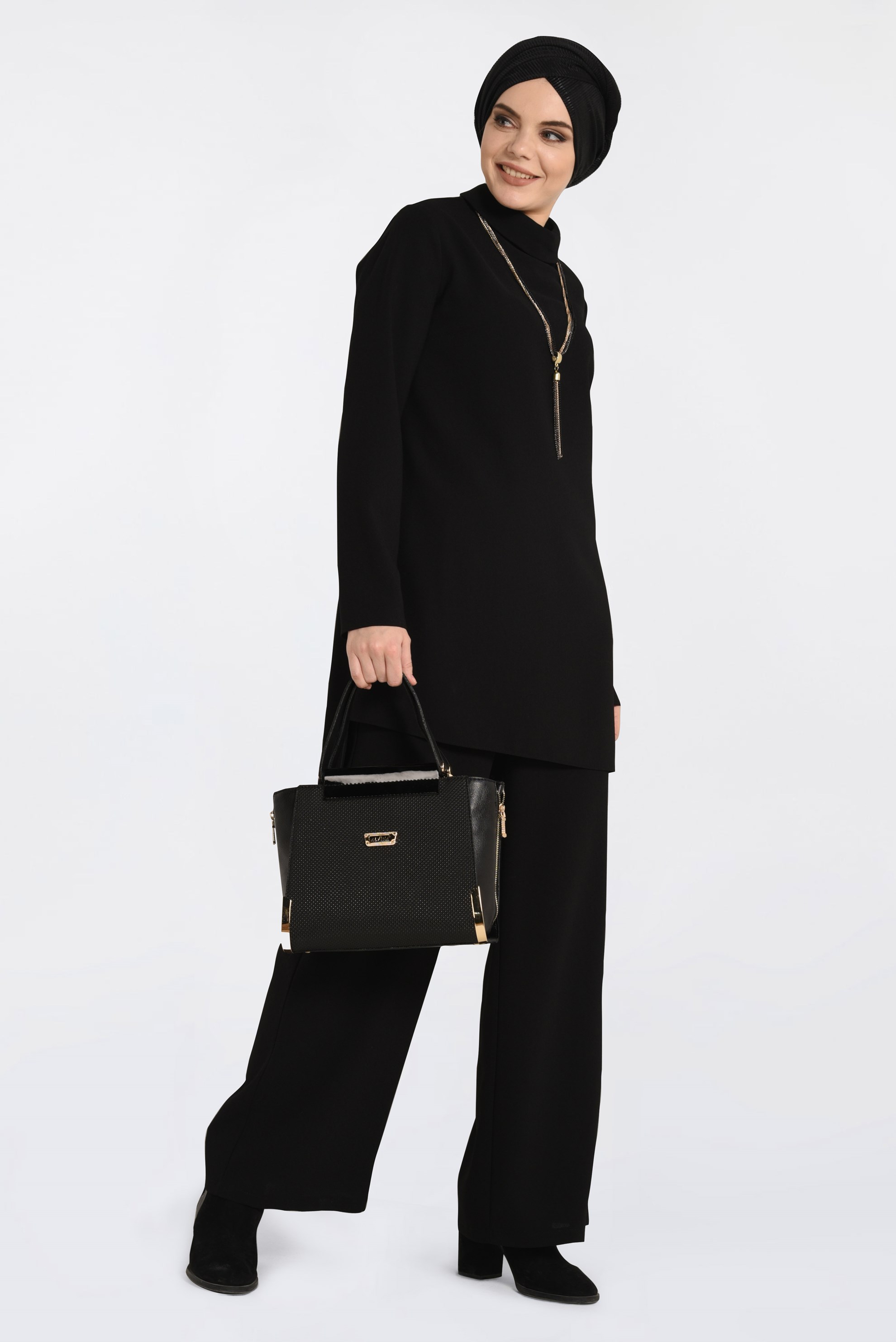 Hijab clothing BLACK SUIT WITH SLIT 4763 