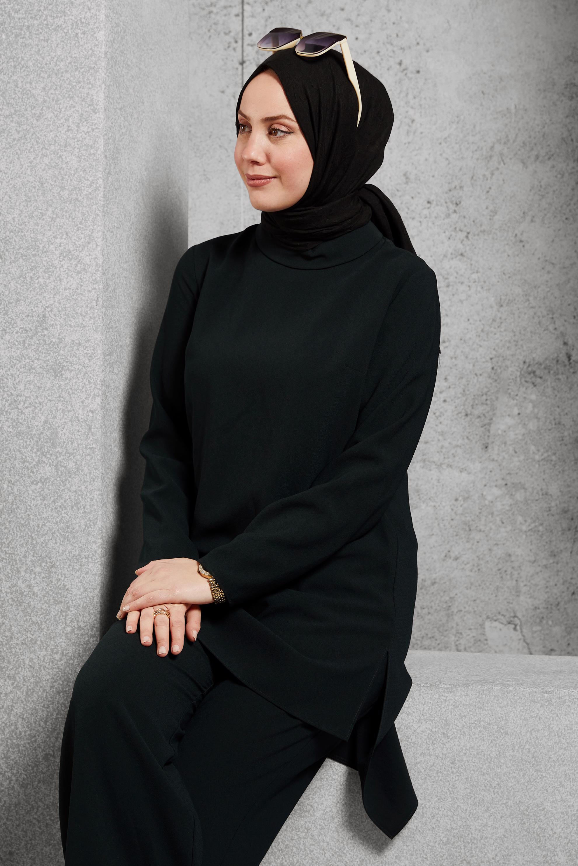 Tesettür giyim YEŞİL 4763 PİCASSO 2&prime;Lİ PANT.TAKIM 38/46 TEK40