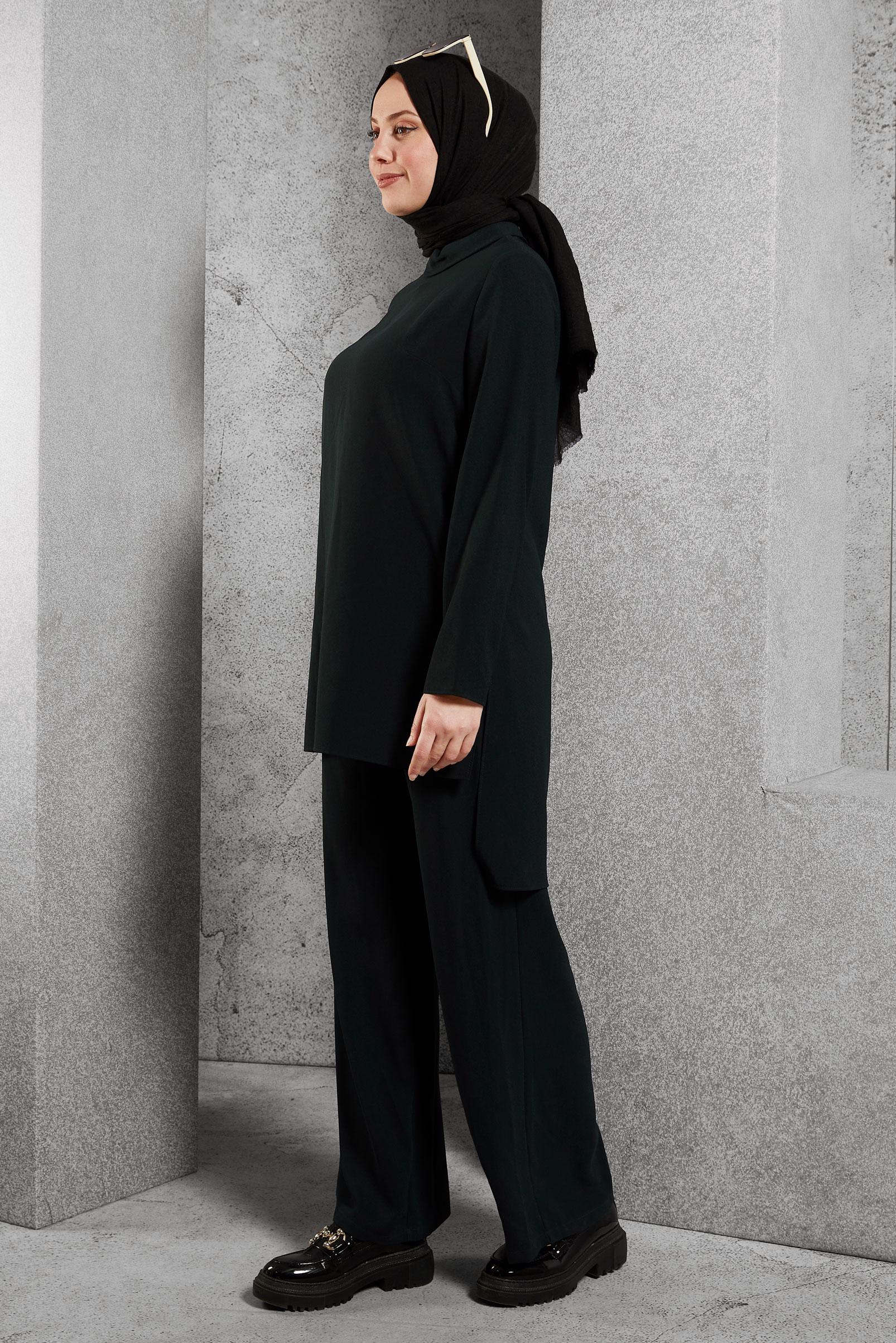 Tesettür giyim YEŞİL 4763 PİCASSO 2&prime;Lİ PANT.TAKIM 38/46 TEK40